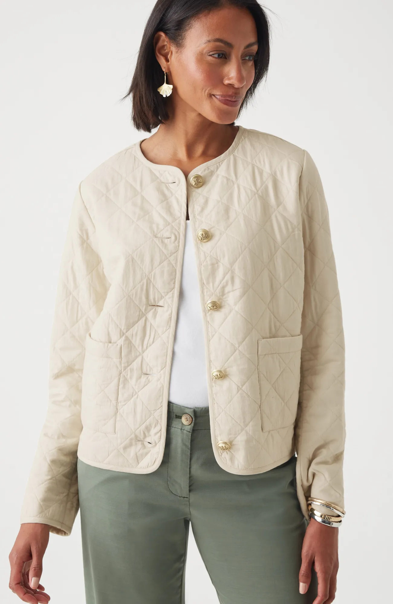 J.Jill Diamond-Quilted Curved-Hem Jacket Discount