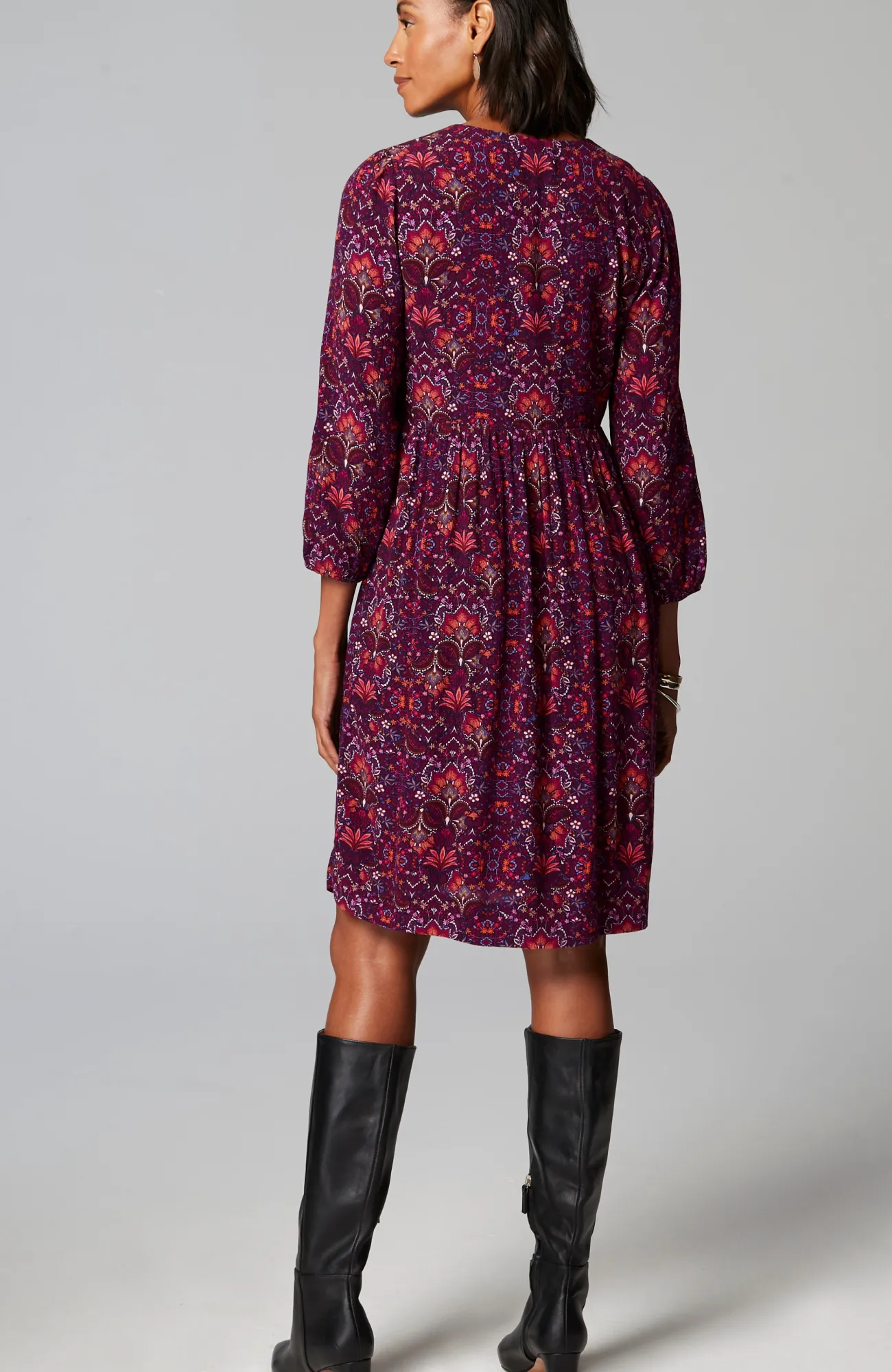 J.Jill East Village Dress Spiced Plum Vibrant Wallart New