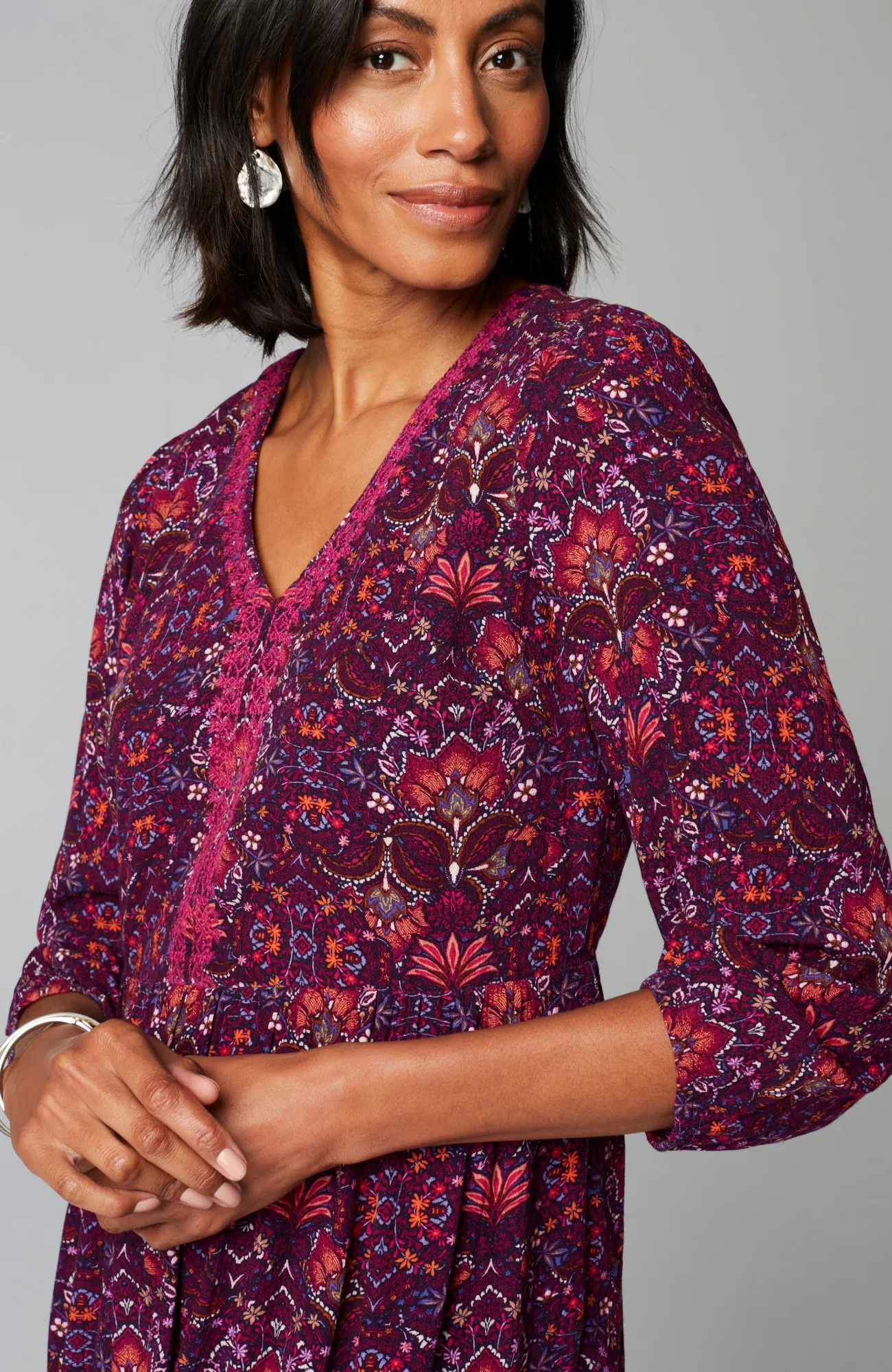 J.Jill East Village Dress Spiced Plum Vibrant Wallart New