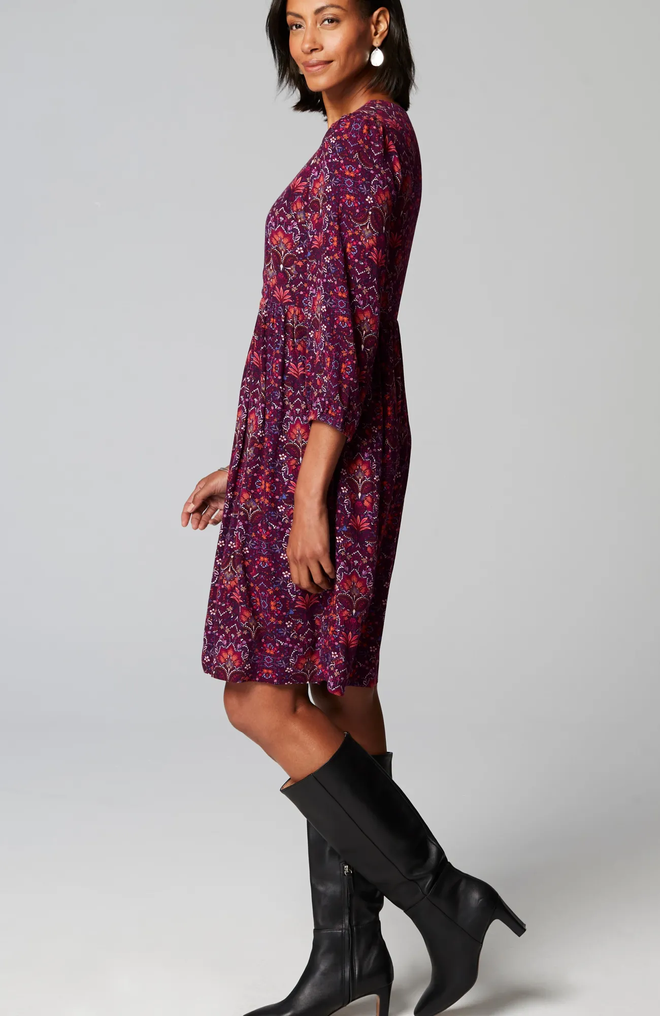 J.Jill East Village Dress Spiced Plum Vibrant Wallart New