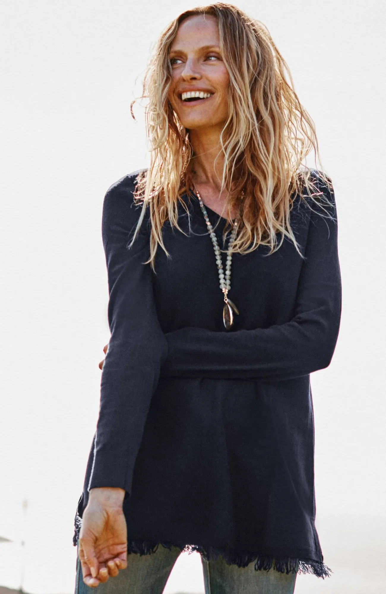 J.Jill Easy Fringed-Hem V-Neck Tunic Outlet