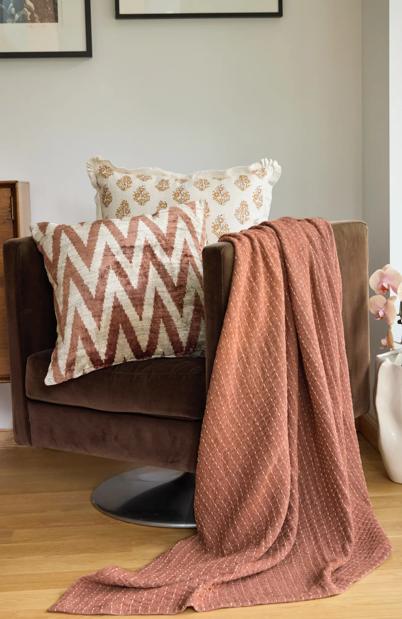 J.Jill Elements Kantha-Stitched Chenille Throw Hot