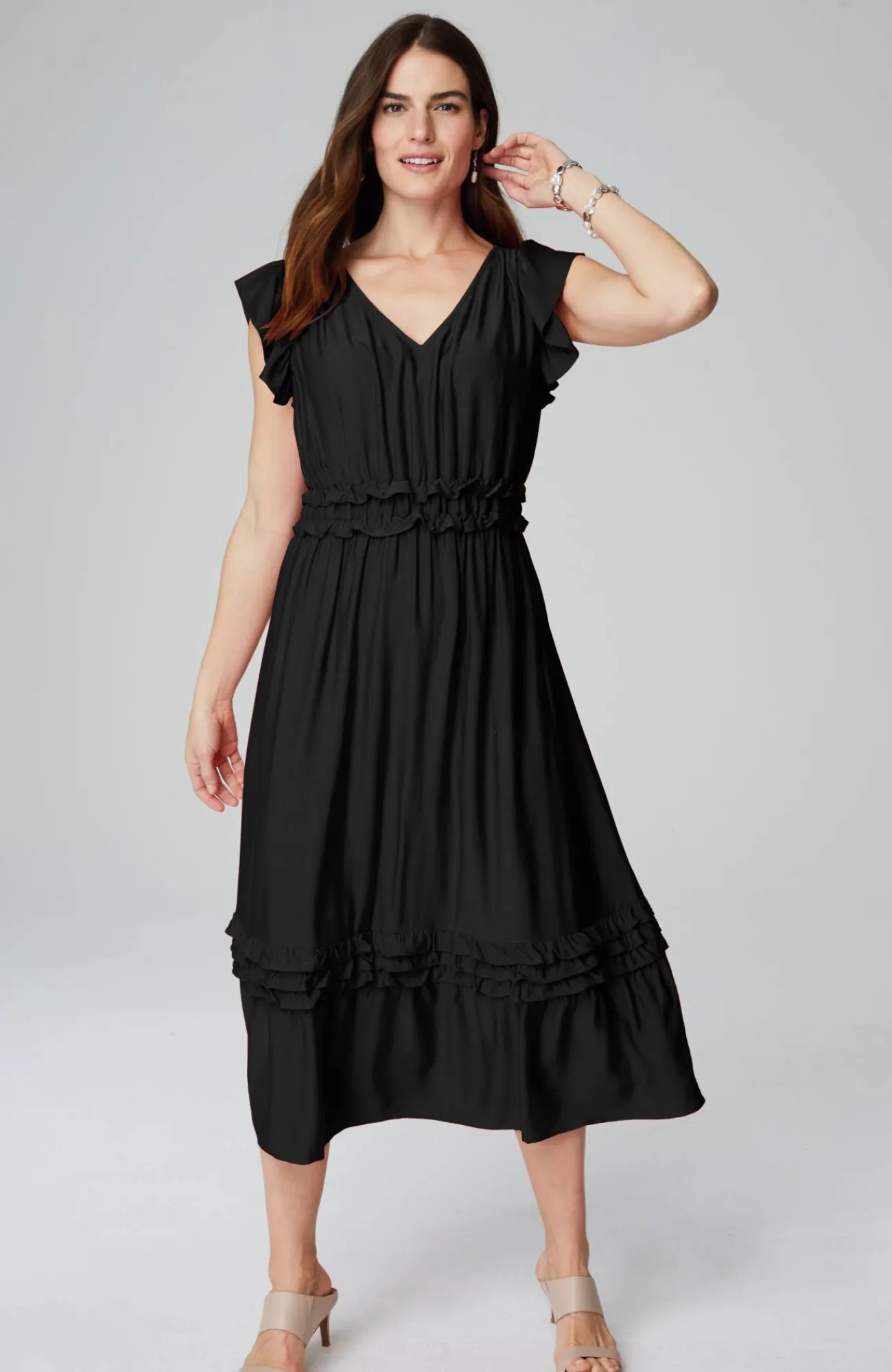 J.Jill Elevated Ruffle-Trimmed Midi Dress Online