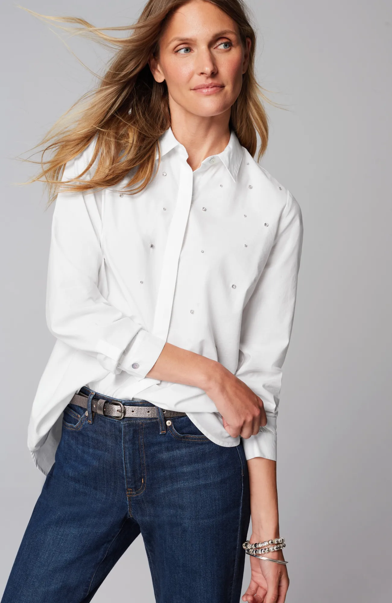 J.Jill Embellished Tunic White Outlet