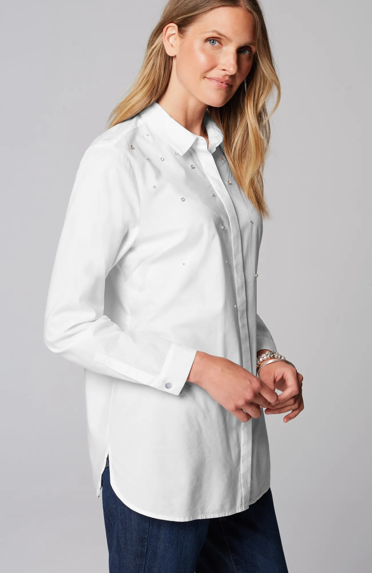 J.Jill Embellished Tunic White Outlet