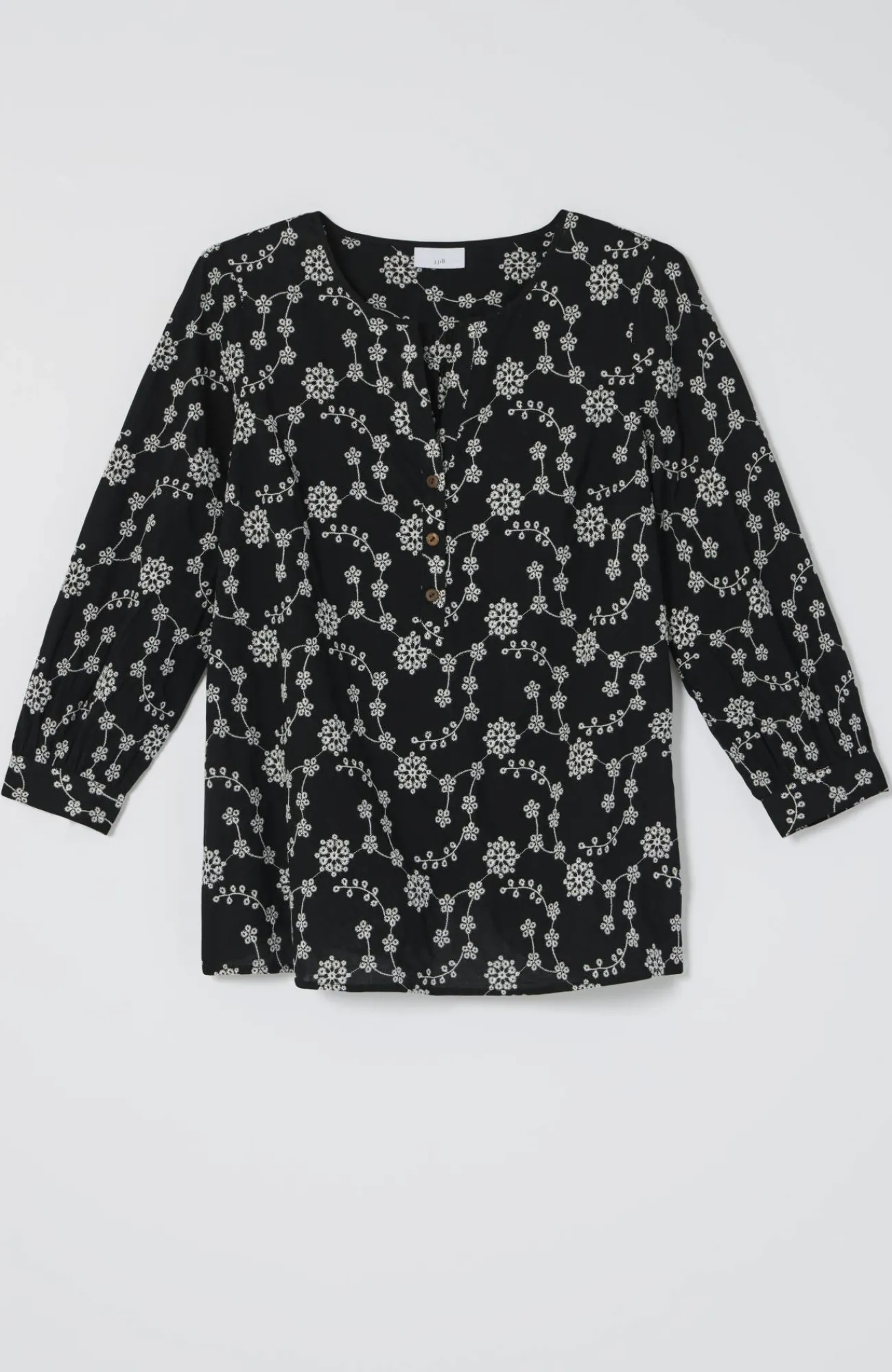 J.Jill Embroidered Eyelet Popover Black/white Outlet