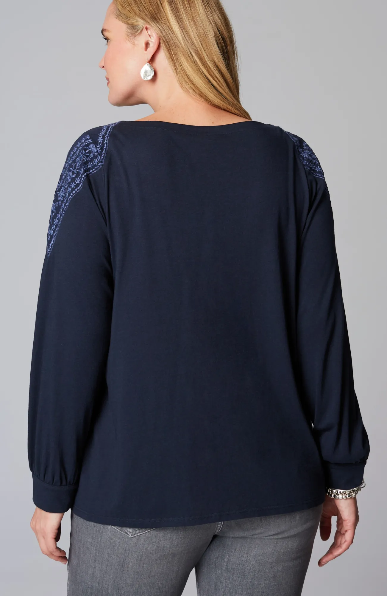 J.Jill Embroidered Mixed-Media Top Online