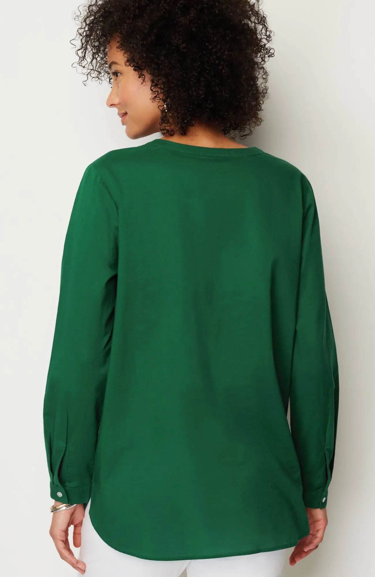 J.Jill Embroidered Split-Neck Tunic Green Meadow Multi Fashion