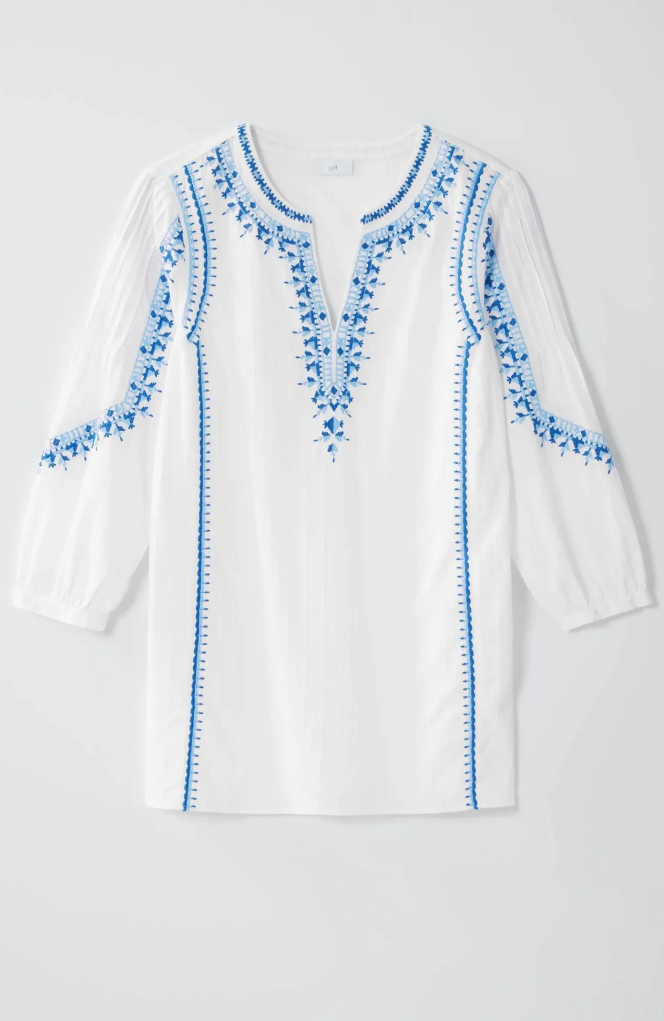 J.Jill Embroidered Textured Tunic White Multi Sale