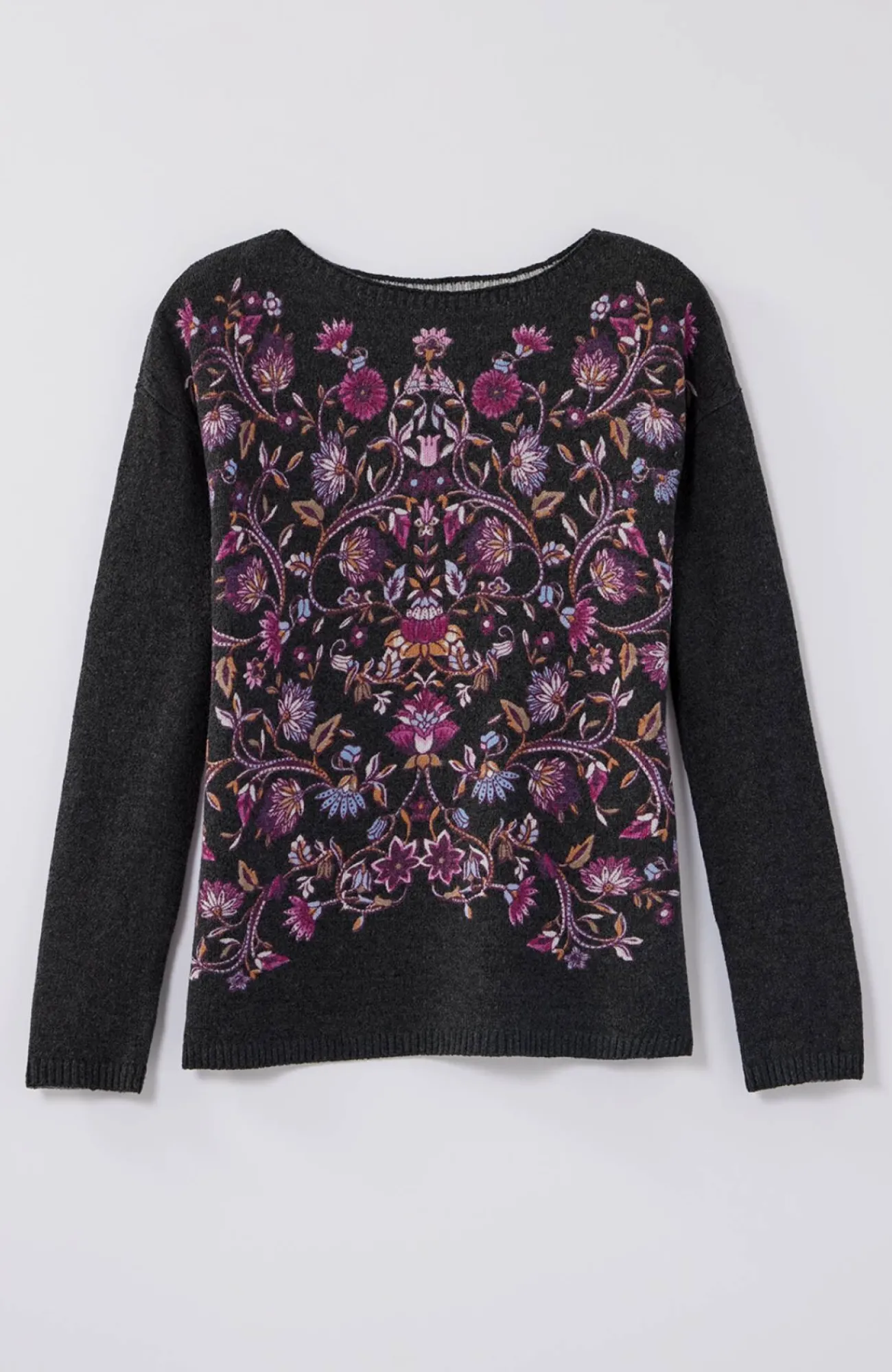 J.Jill Enchanted Florals Sweater Greystone Placed Radiant Flowers Discount