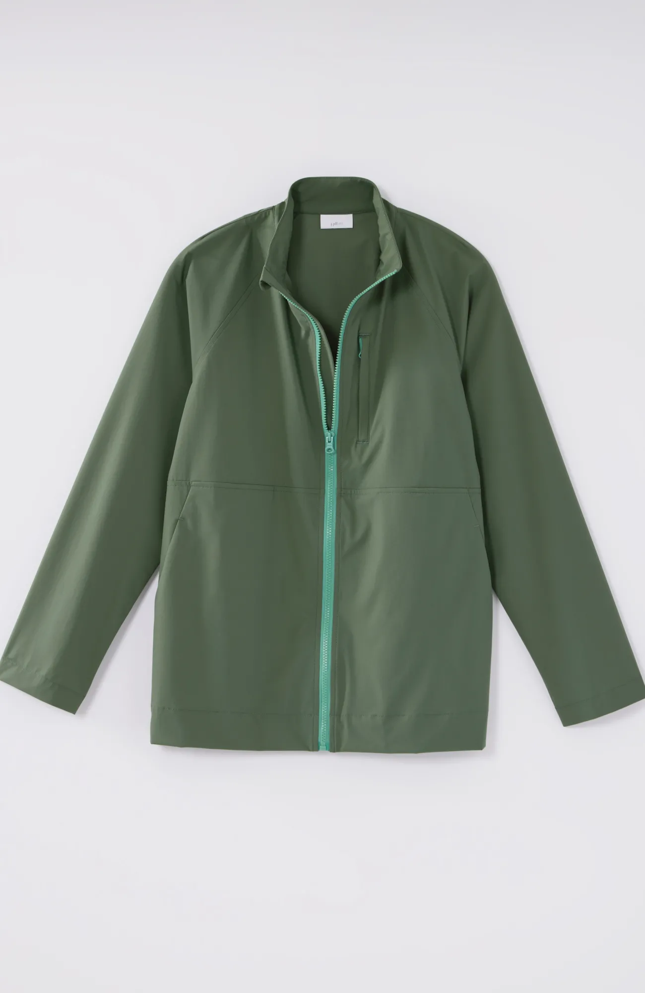 J.Jill Fit Contrasting-Zipper Jacket Ivy Green Shop