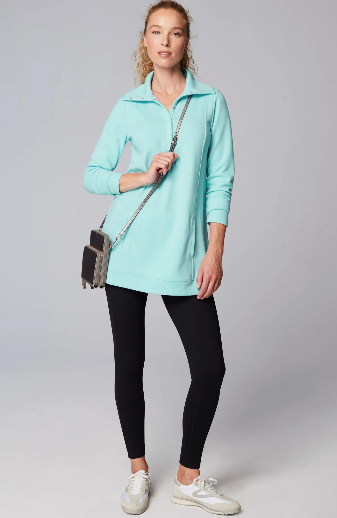 J.Jill Fit Double-Knit Snap-Collared Tunic Cheap