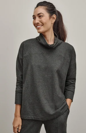 J.Jill Fit Fleece Turtleneck Top Dark Charcoal Heather Store