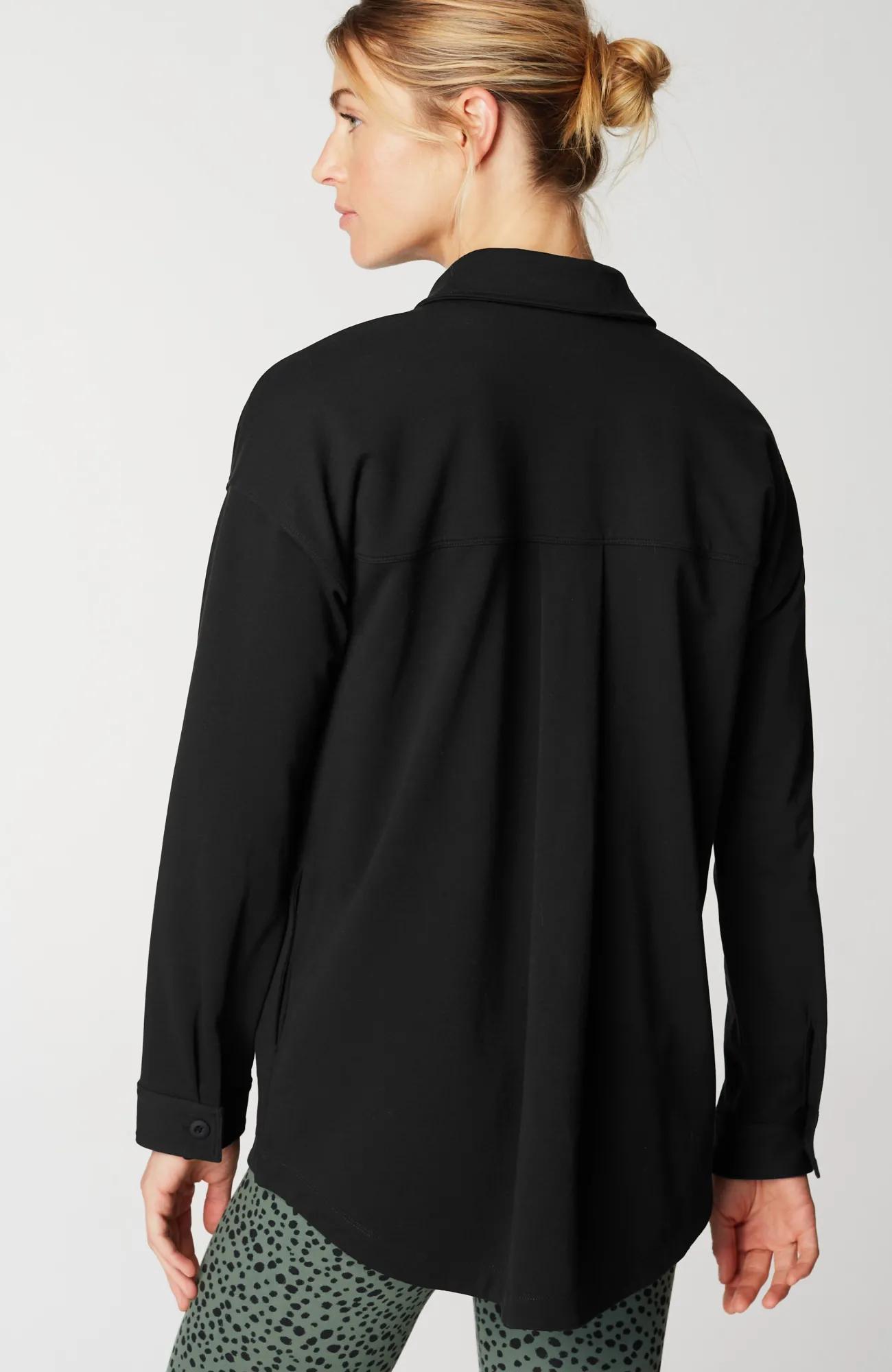 J.Jill Fit French Terry Button-Front Shirt Jacket Black Cheap