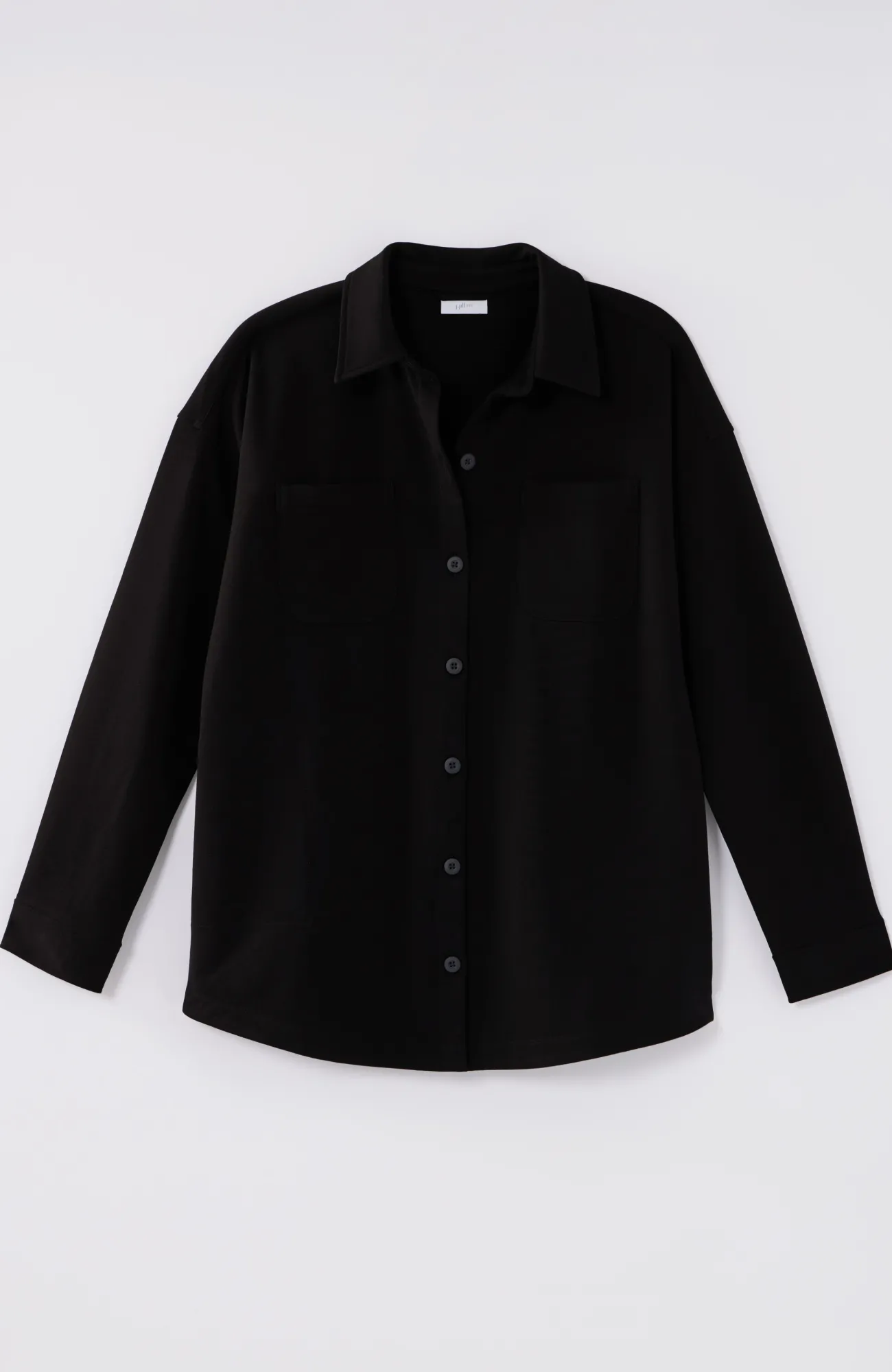 J.Jill Fit French Terry Button-Front Shirt Jacket Black Cheap