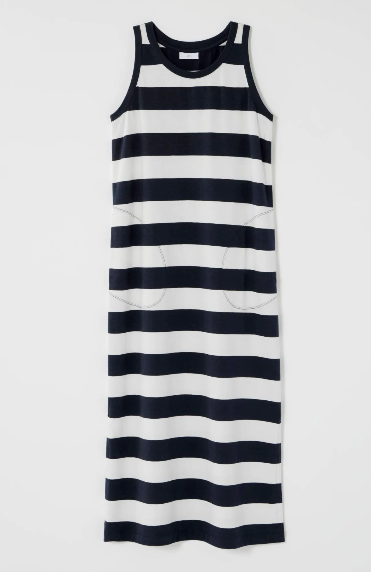 J.Jill Fit French Terry Midi Dress Navy Blue/cream Hot
