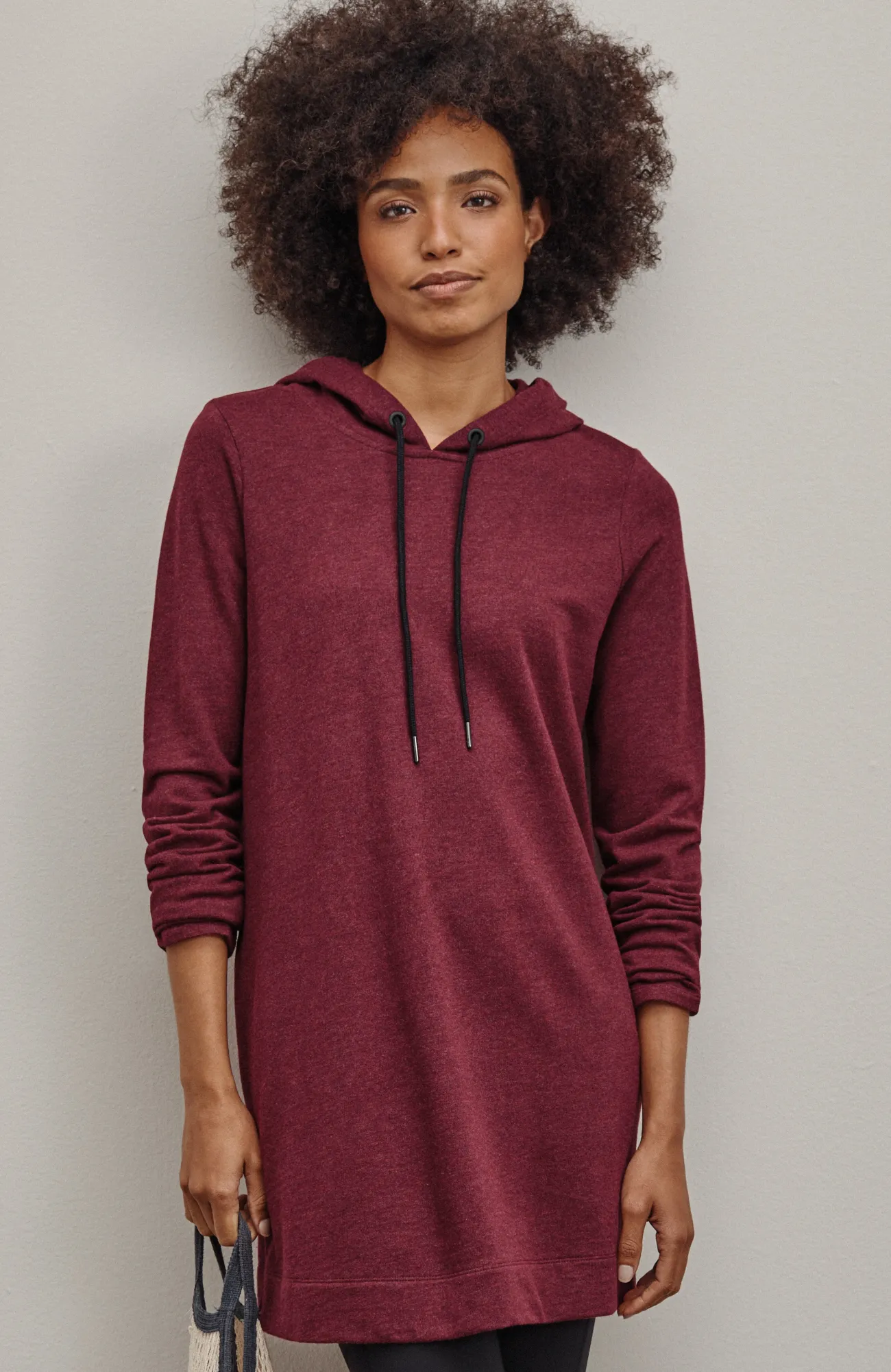 J.Jill Fit French Terry Side-Zip Hooded Tunic Burgundy Heather Online