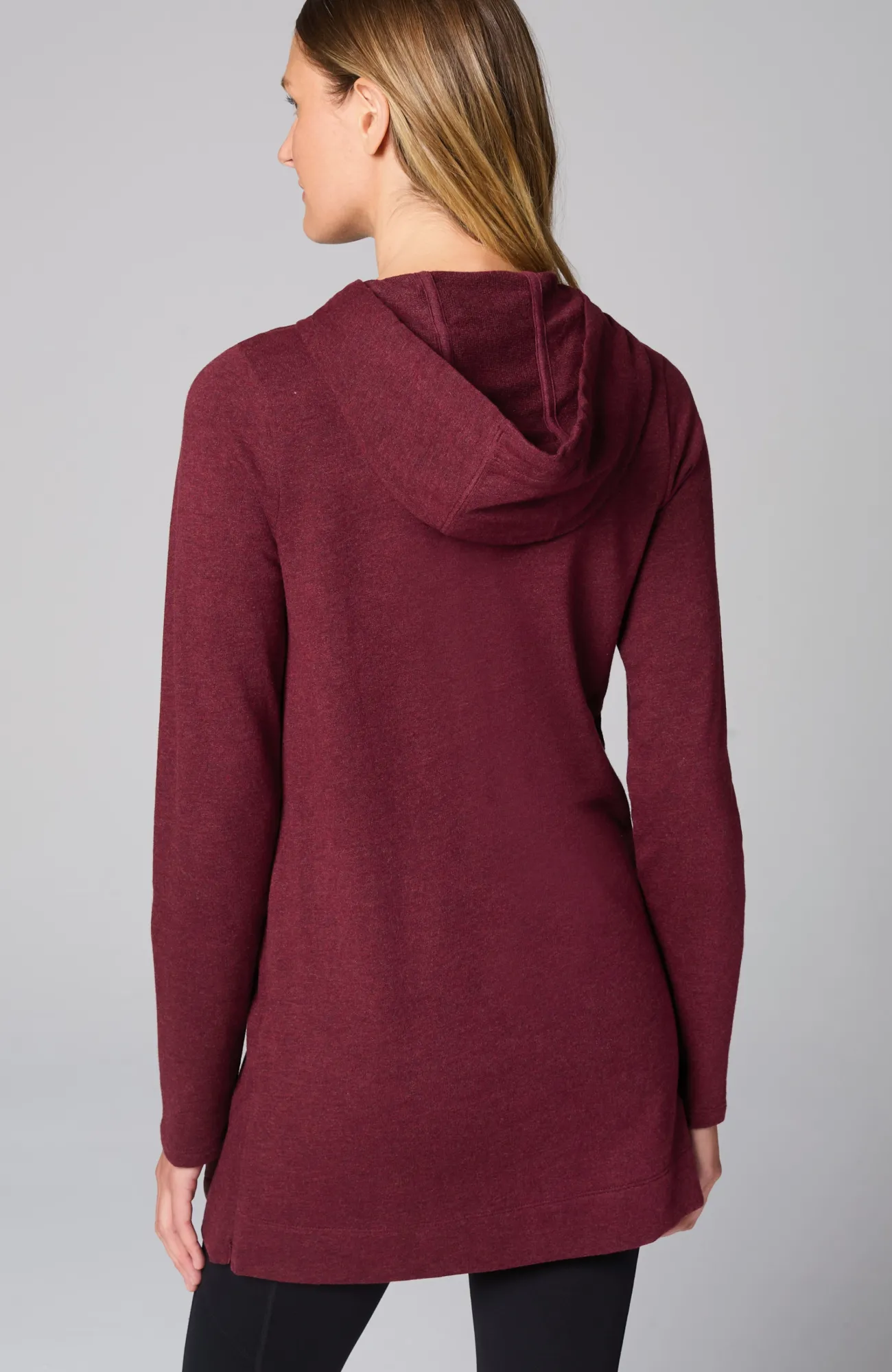 J.Jill Fit French Terry Side-Zip Hooded Tunic Burgundy Heather Online