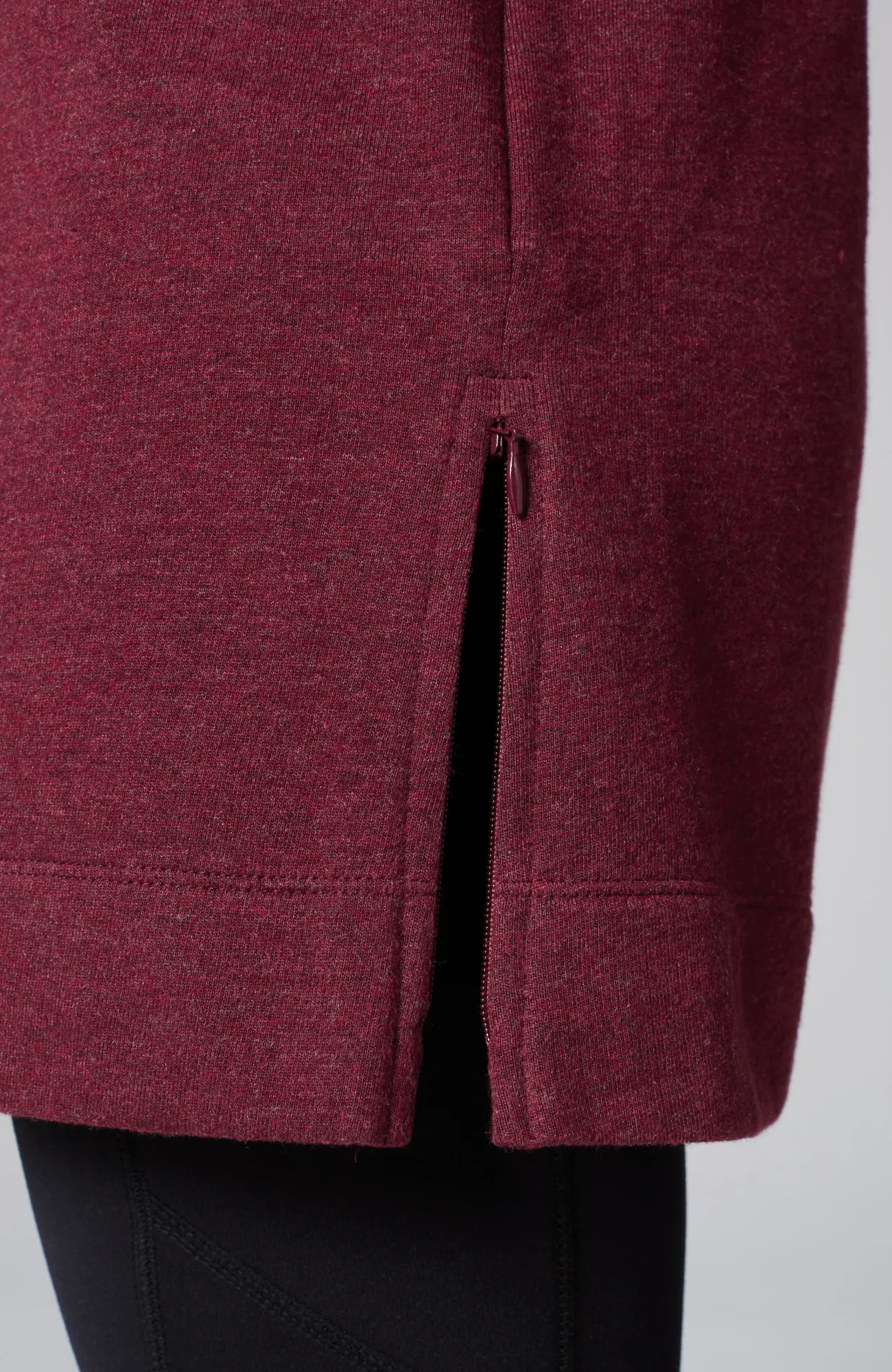 J.Jill Fit French Terry Side-Zip Hooded Tunic Burgundy Heather Online