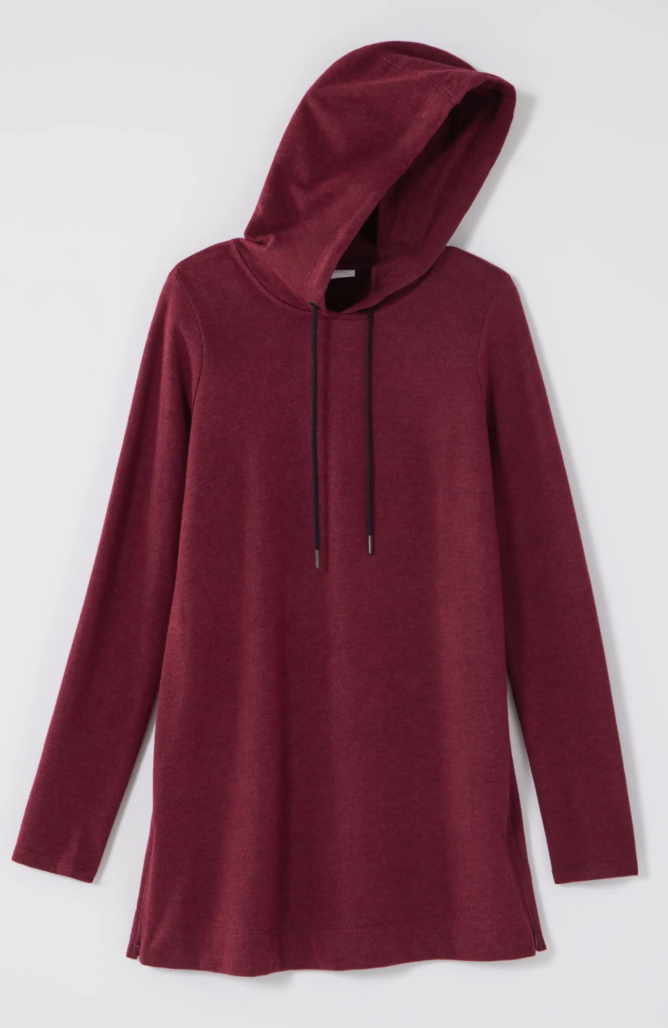 J.Jill Fit French Terry Side-Zip Hooded Tunic Burgundy Heather Online