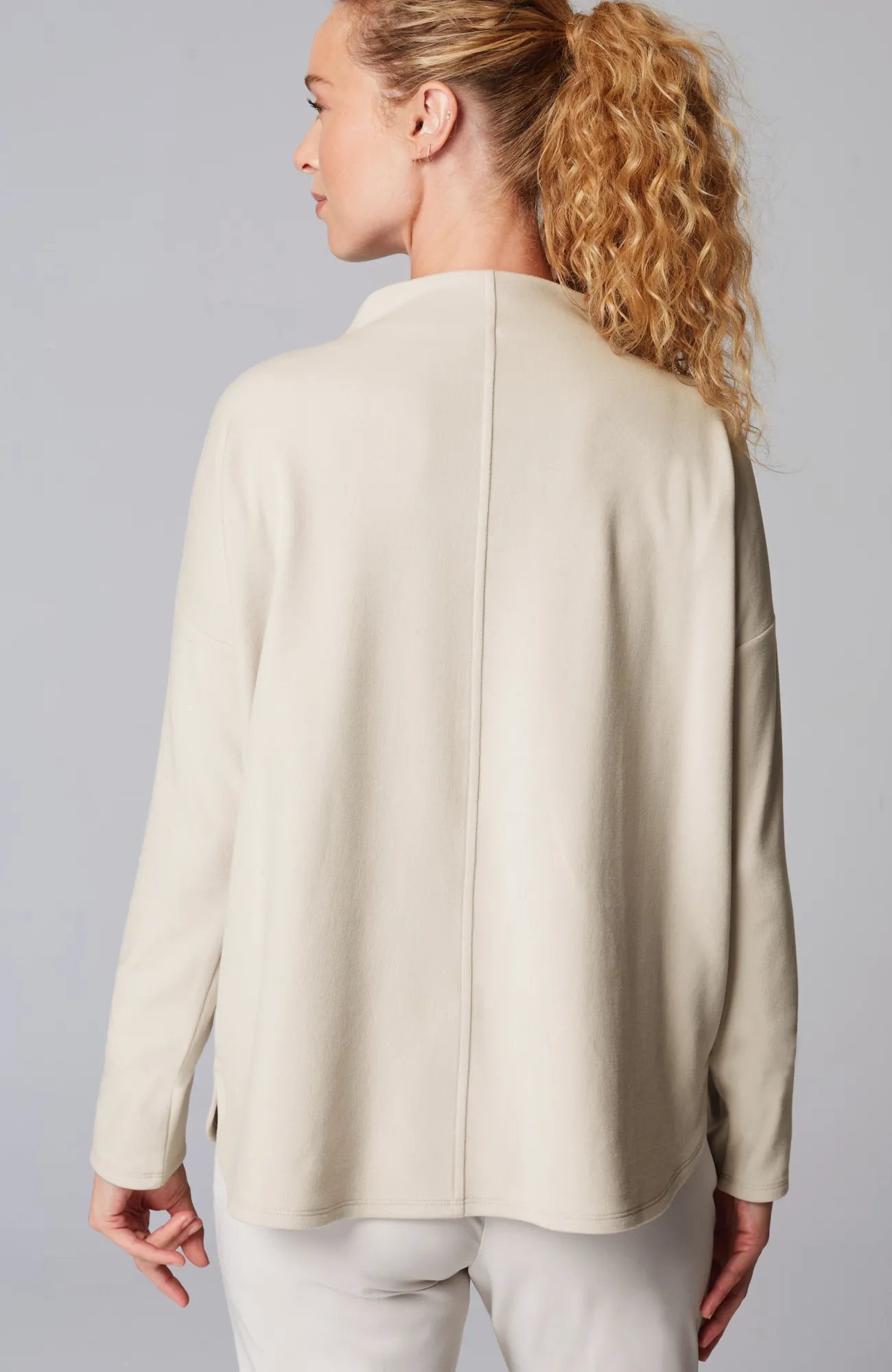 J.Jill Fit Microfleece Funnel-Neck Top Glacier Grey Store