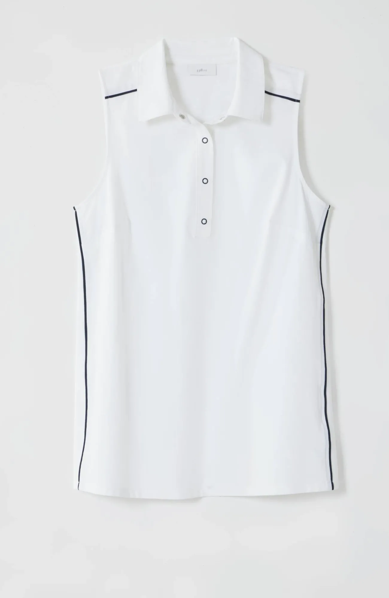 J.Jill Fit On-The-Go Snap Polo White/navy Blue Online