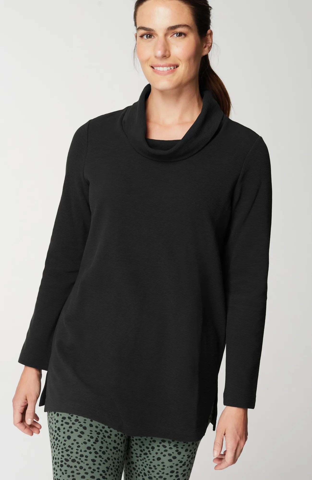 J.Jill Fit Ottoman Cowl-Neck Tunic Black Cheap
