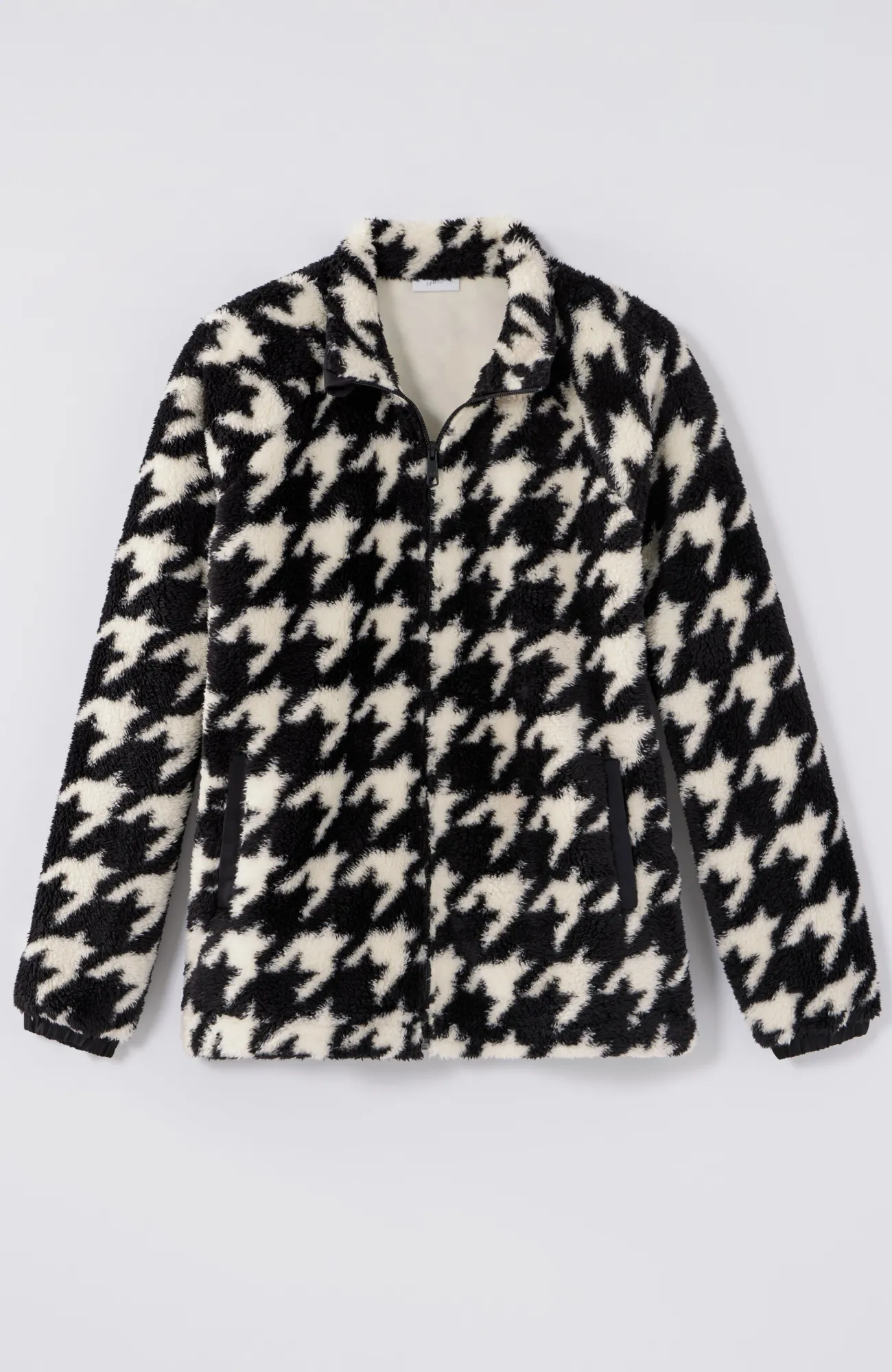J.Jill Fit Plush Sherpa Jacket Black Giant Houndstooth Sale