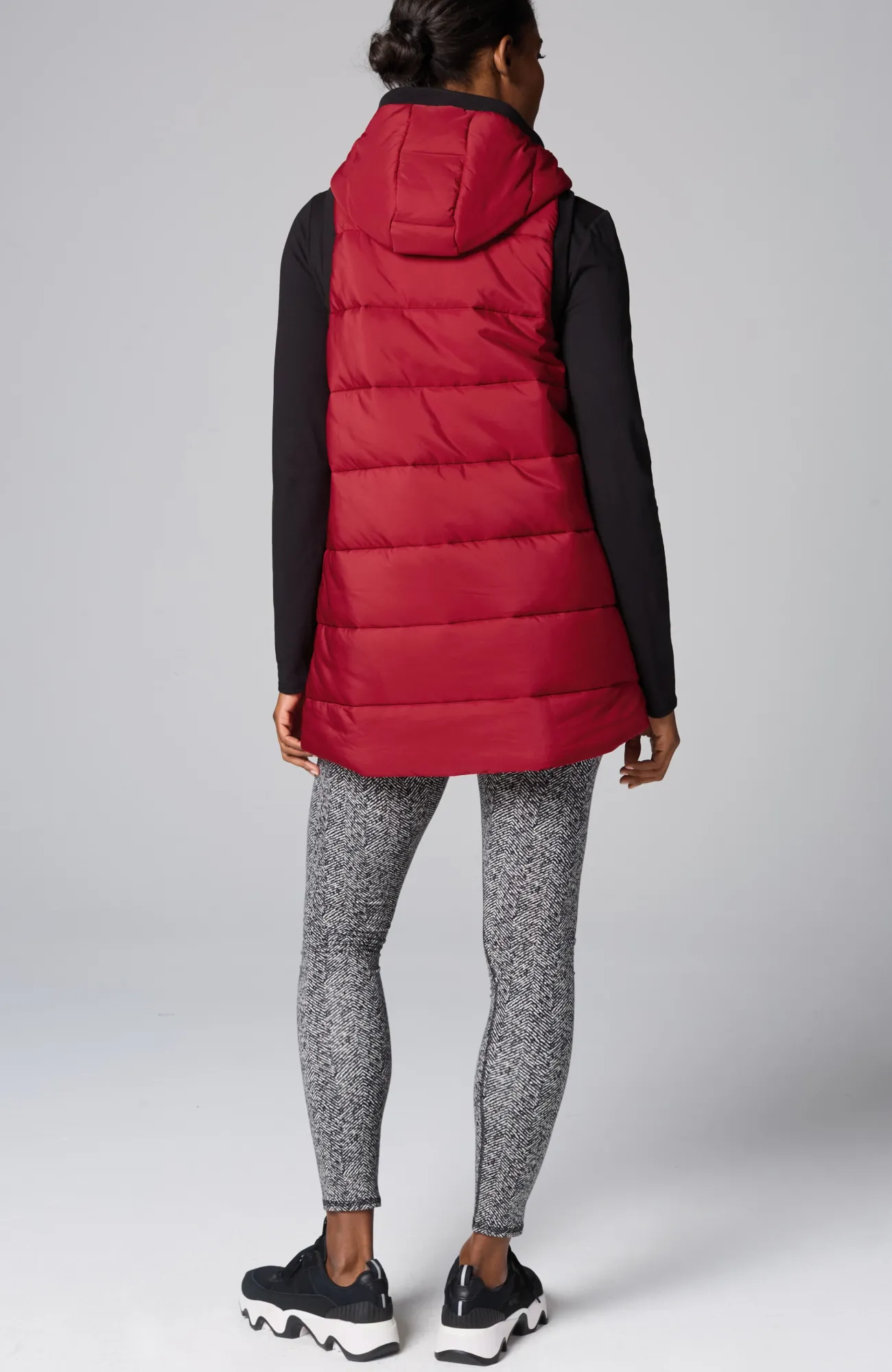 J.Jill Fit Rib-Trimmed Hooded Puffer Vest Scarlet Flash Sale