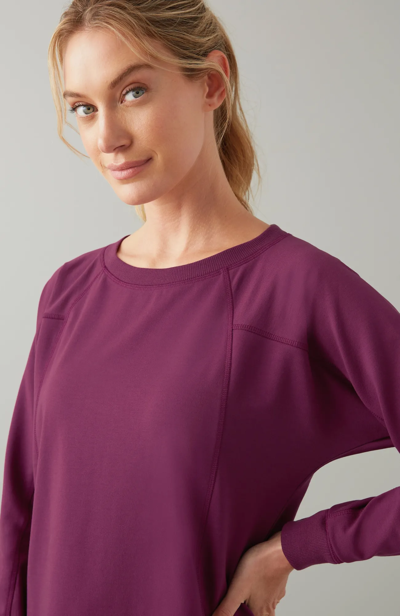 J.Jill Fit Seamed Dolman-Sleeve Sweatshirt Outlet