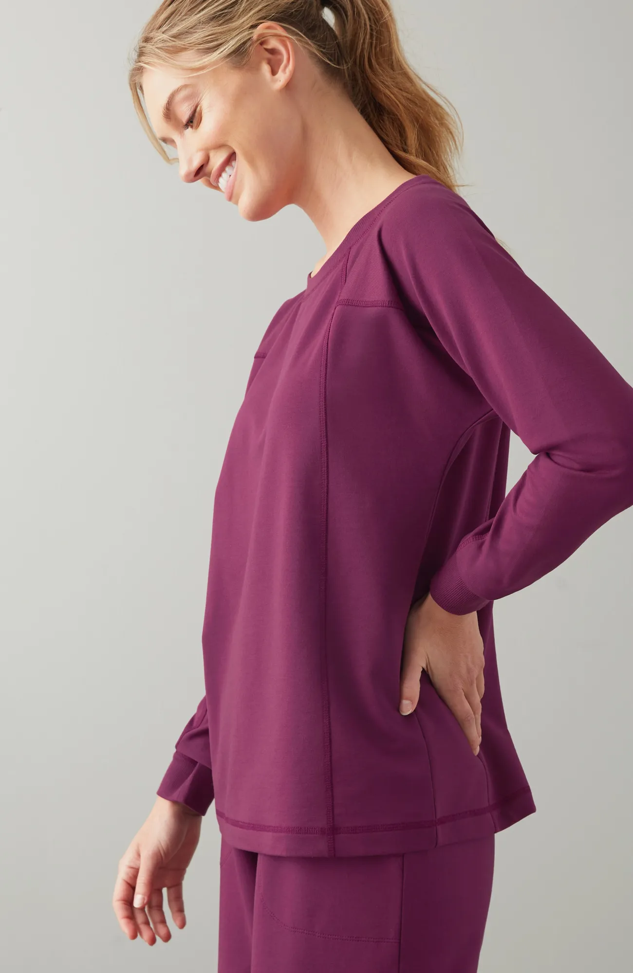 J.Jill Fit Seamed Dolman-Sleeve Sweatshirt Outlet
