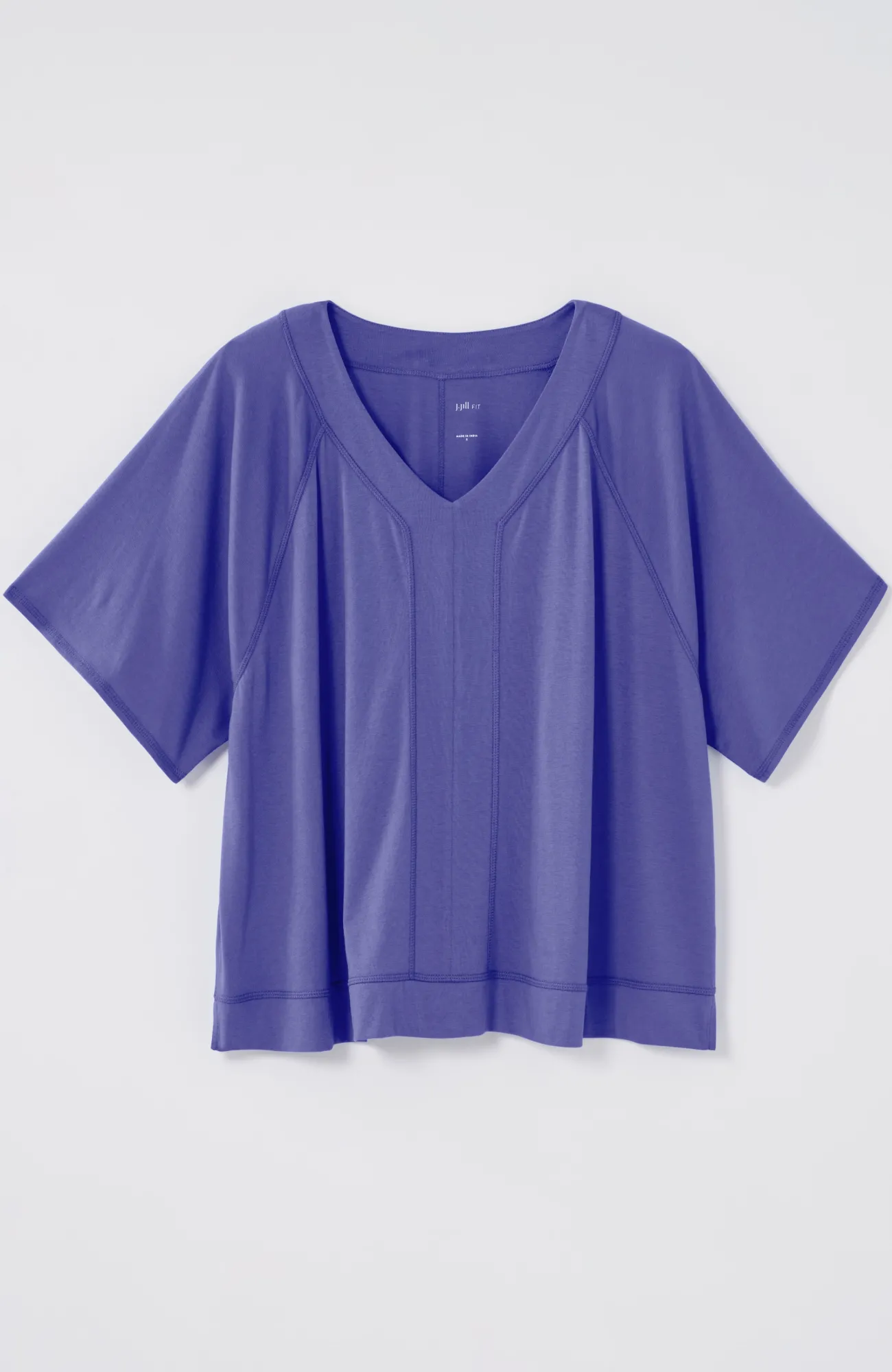 J.Jill Fit Seamed V-Neck Tee Blue Orchid Flash Sale
