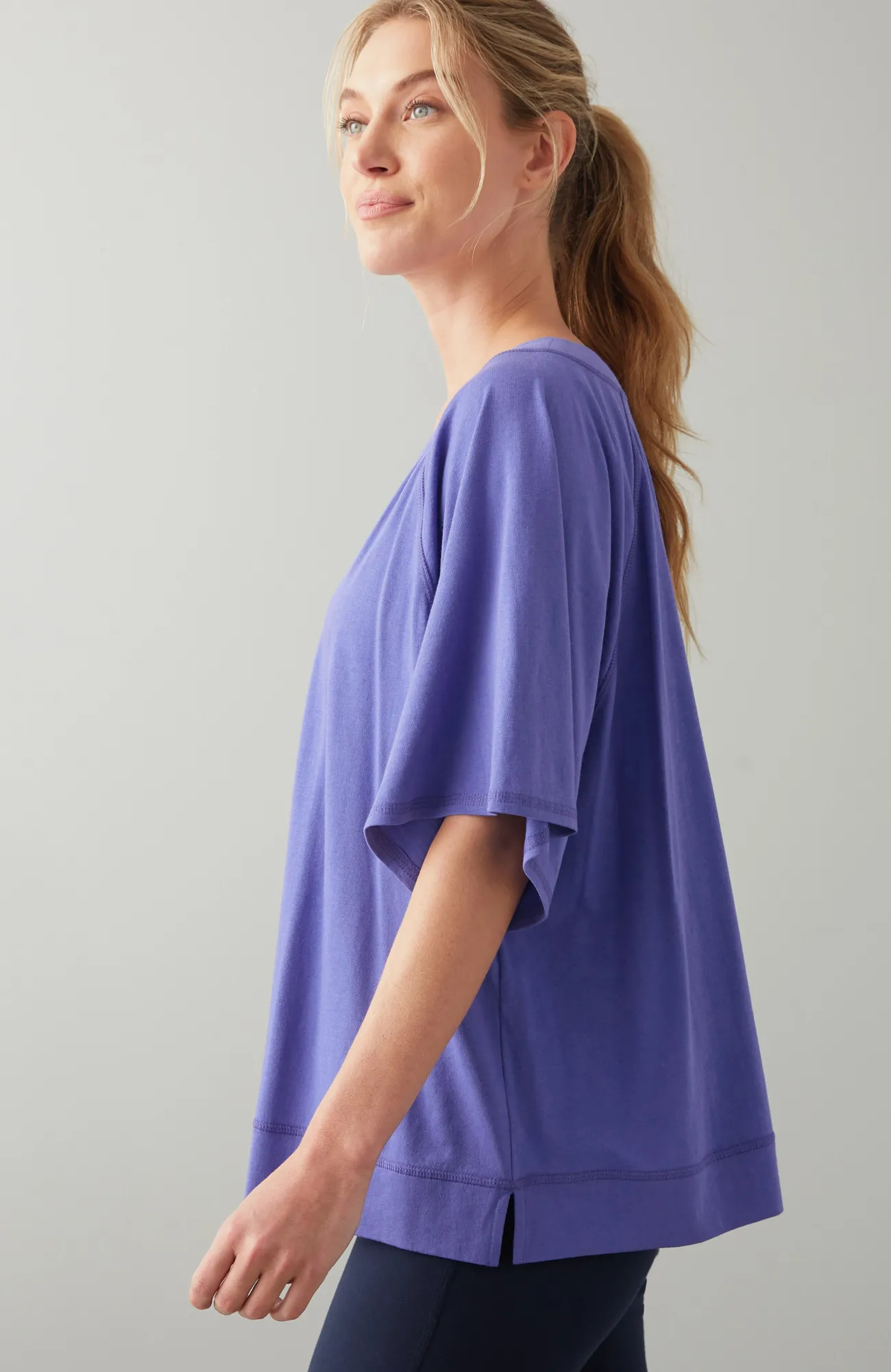 J.Jill Fit Seamed V-Neck Tee Blue Orchid Flash Sale