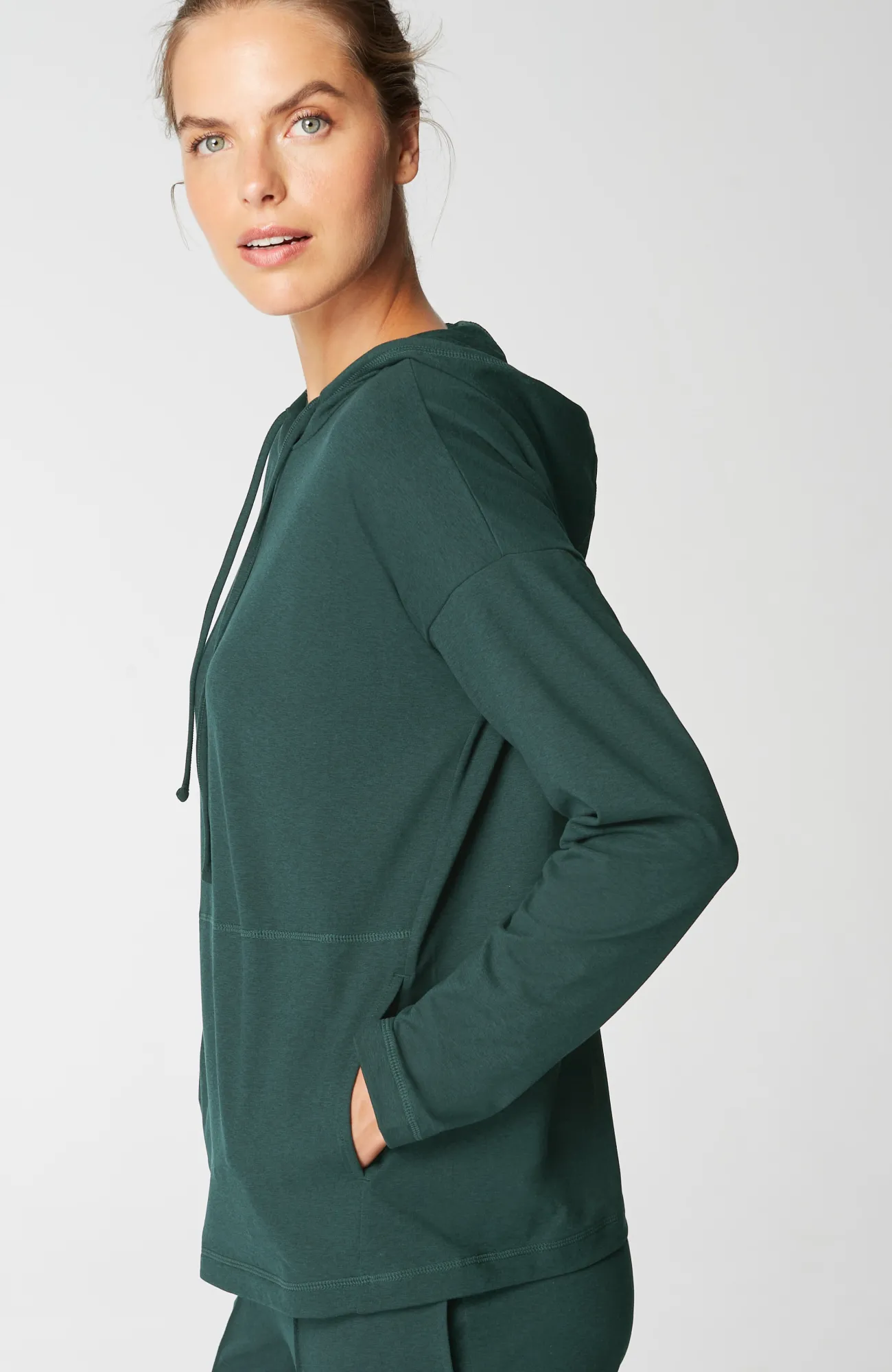 J.Jill Fit Supreme Stretch Seamed Hoodie Pine Multi Hot