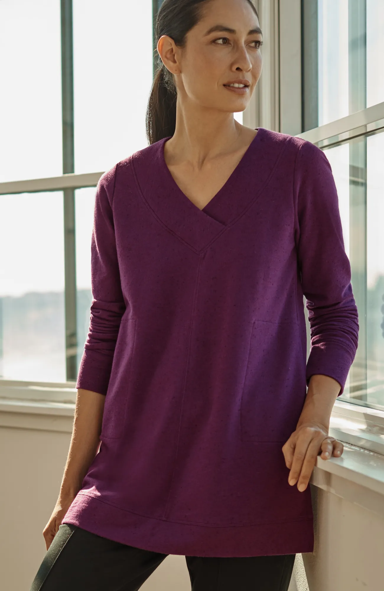 J.Jill Fit Tweeded French Terry Side-Slit Tunic Cheap