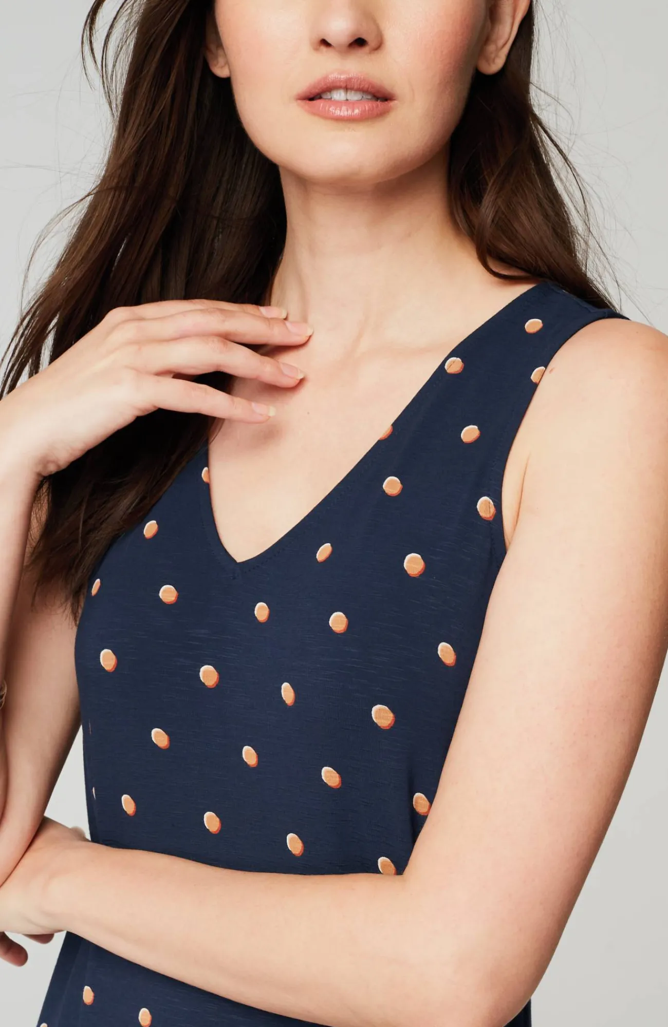 J.Jill Flounced-Hem Midi Dress Navy Blue Button Dot Cheap