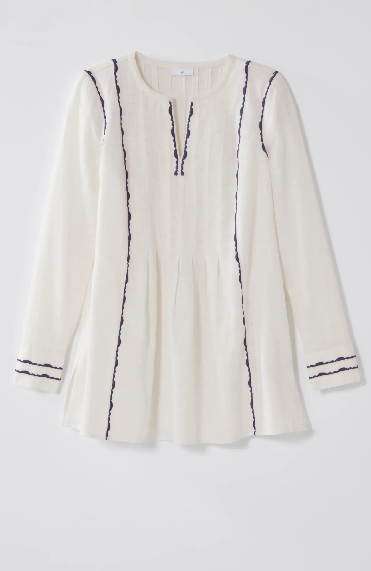 J.Jill Geometric Embroidered Tunic Cream/blue Best Sale