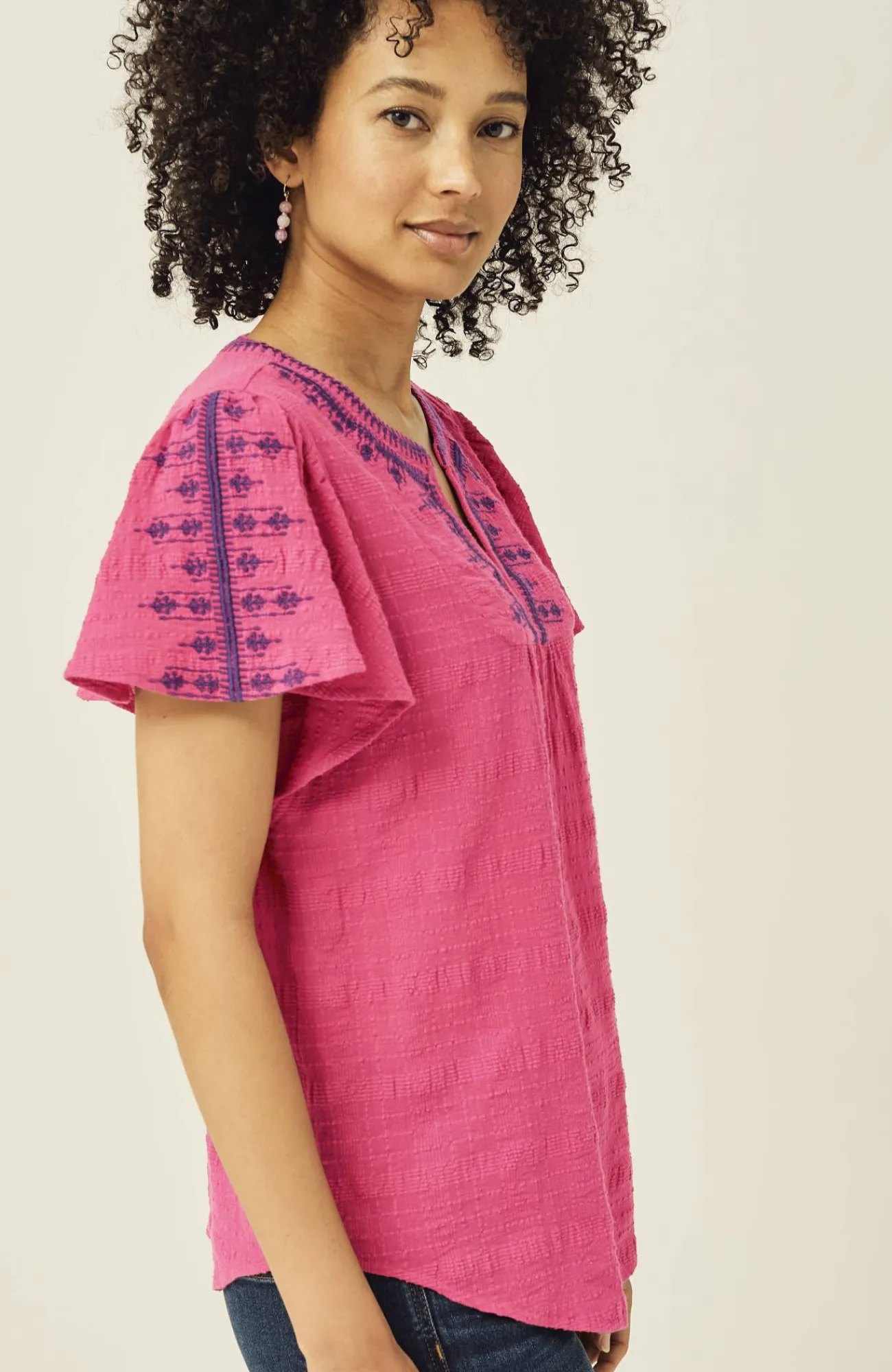J.Jill Geometrically Embroidered Textured Top Shop