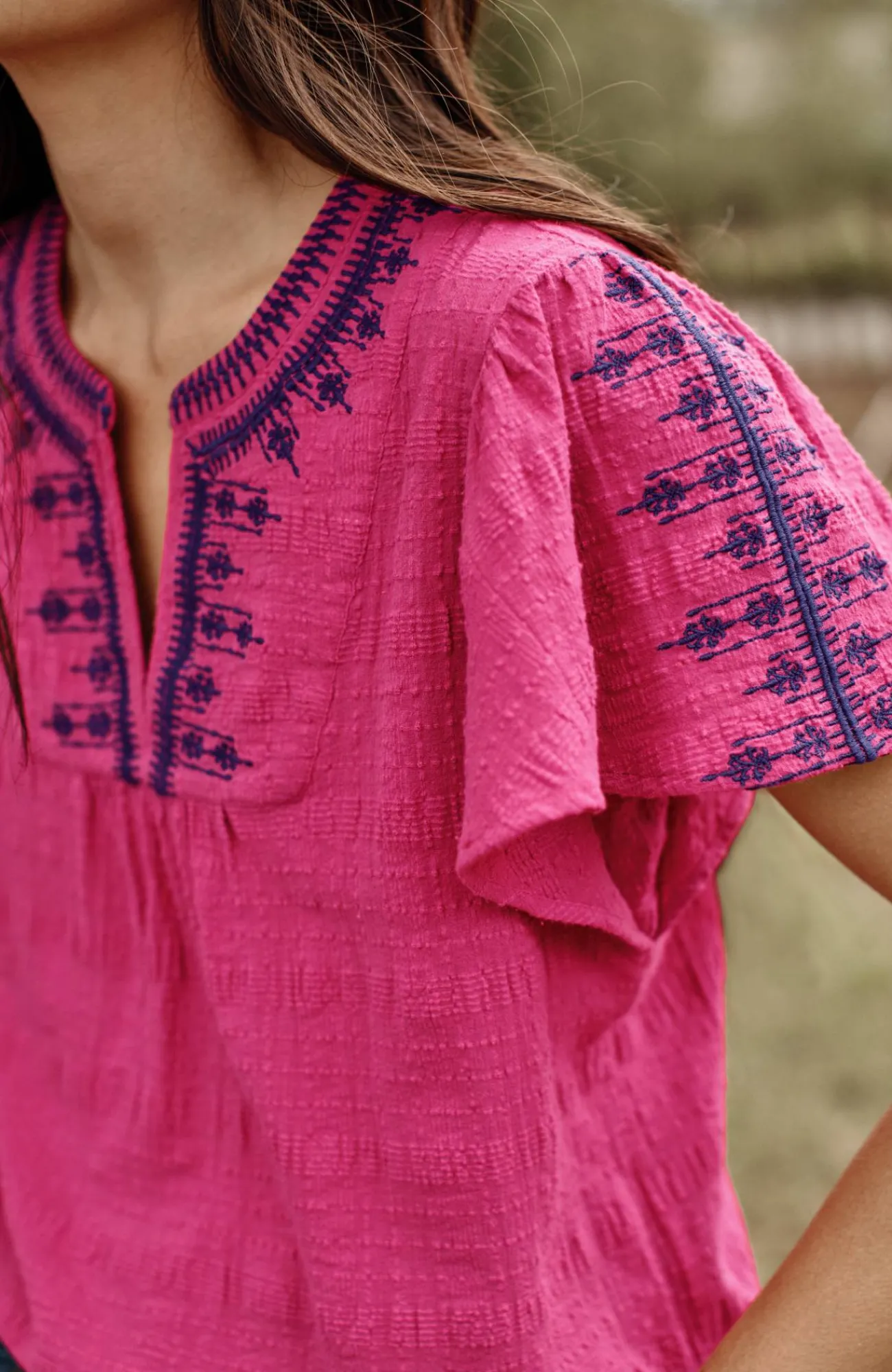 J.Jill Geometrically Embroidered Textured Top Shop