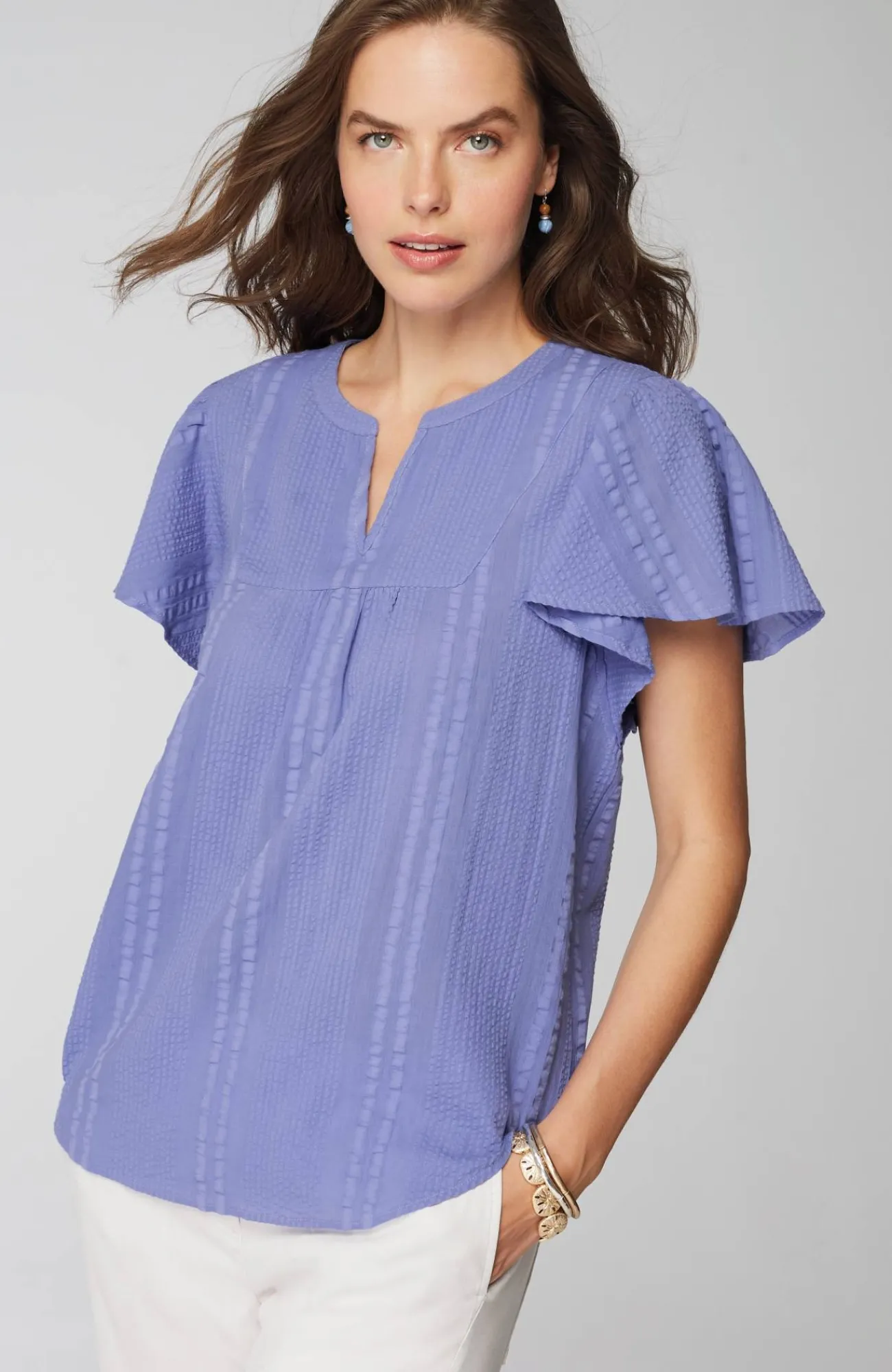 J.Jill Geometrically Embroidered Textured Top Shop