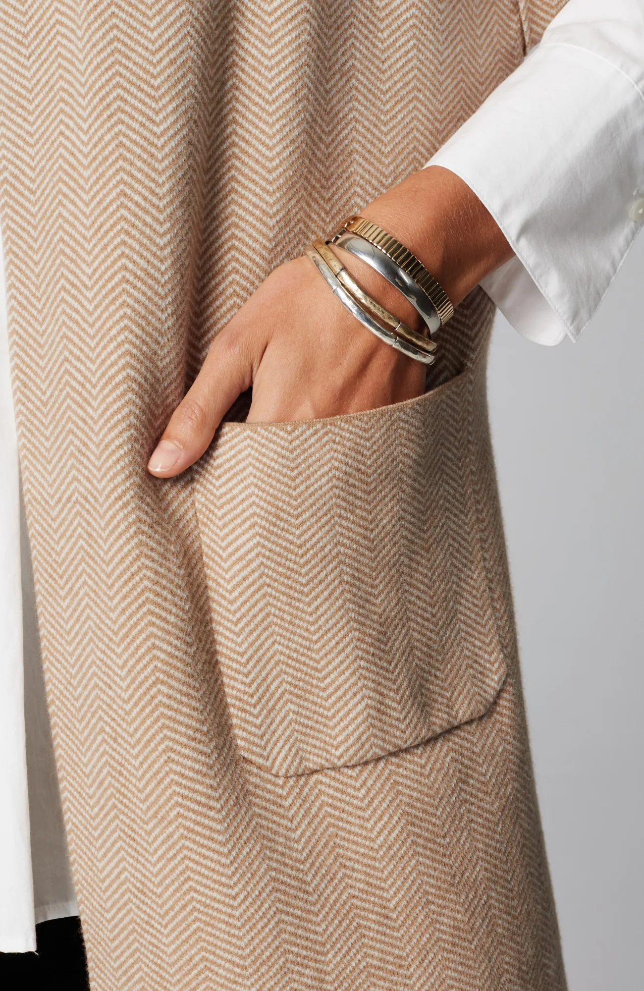 J.Jill Herringbone Gilet Caramel/cream Cheap