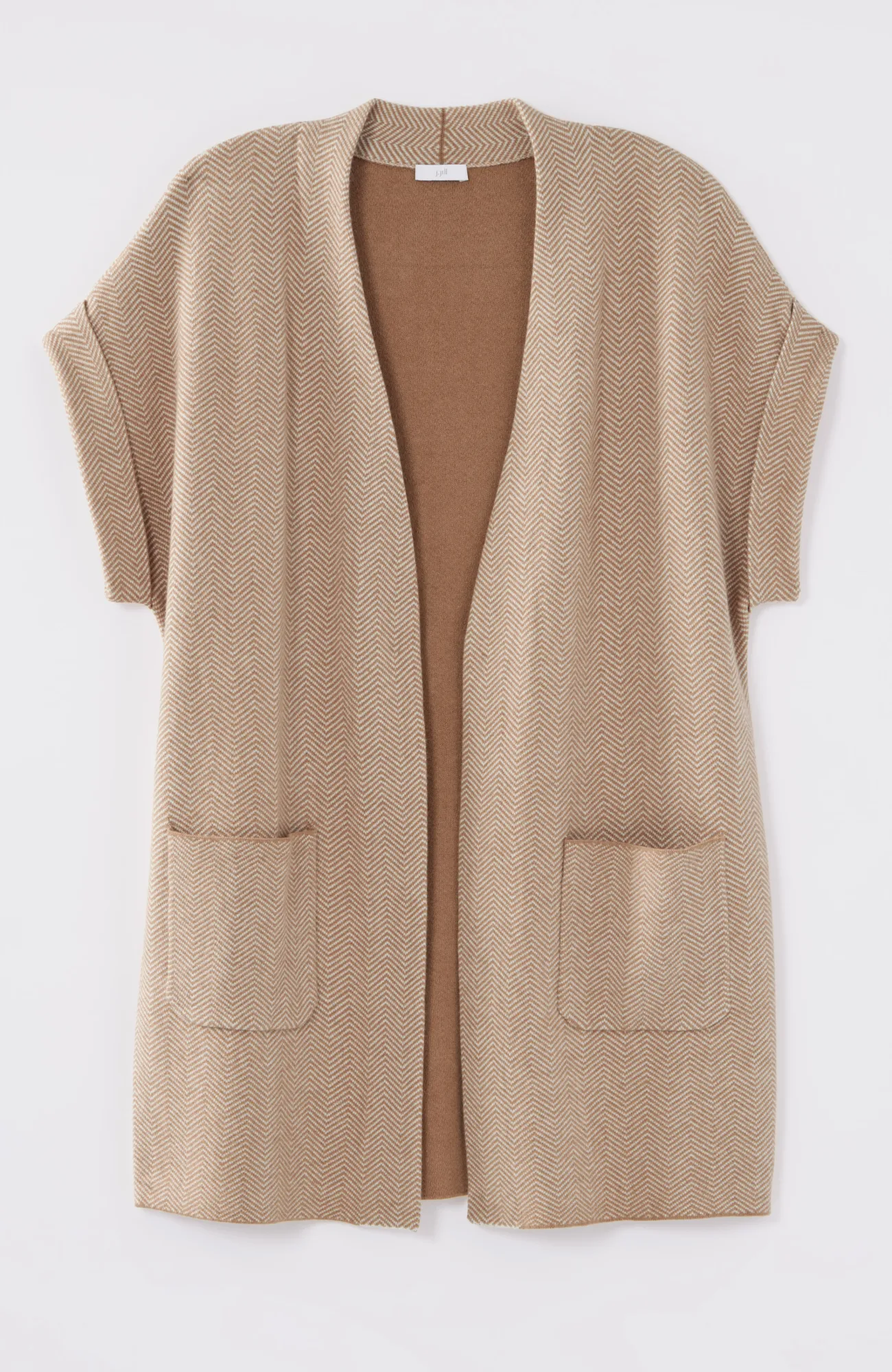 J.Jill Herringbone Gilet Caramel/cream Cheap