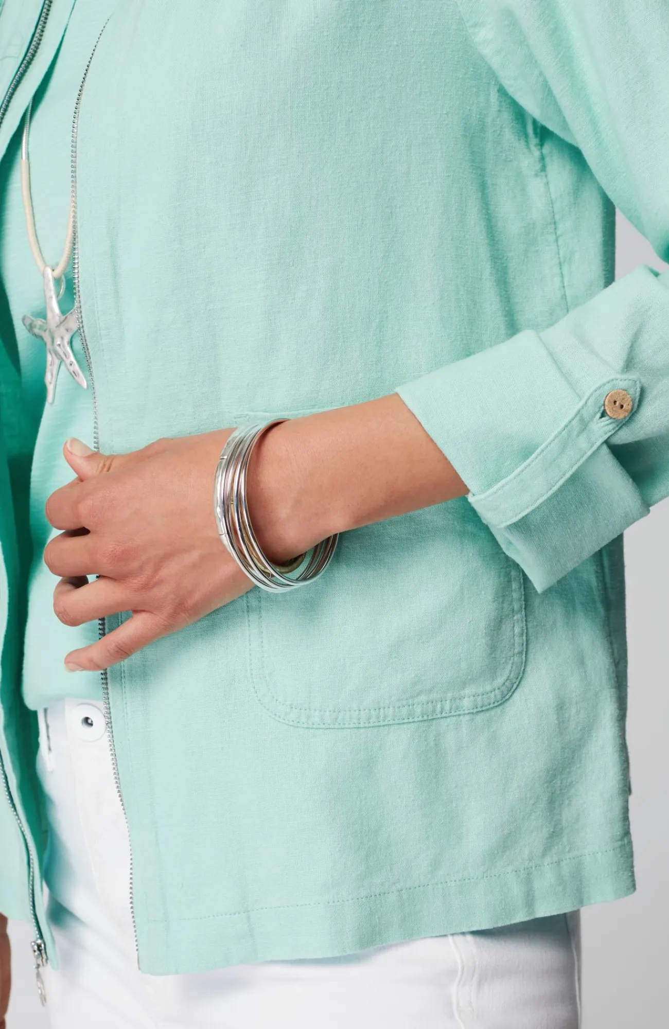 J.Jill Hooded Tab-Sleeve Jacket Flash Sale