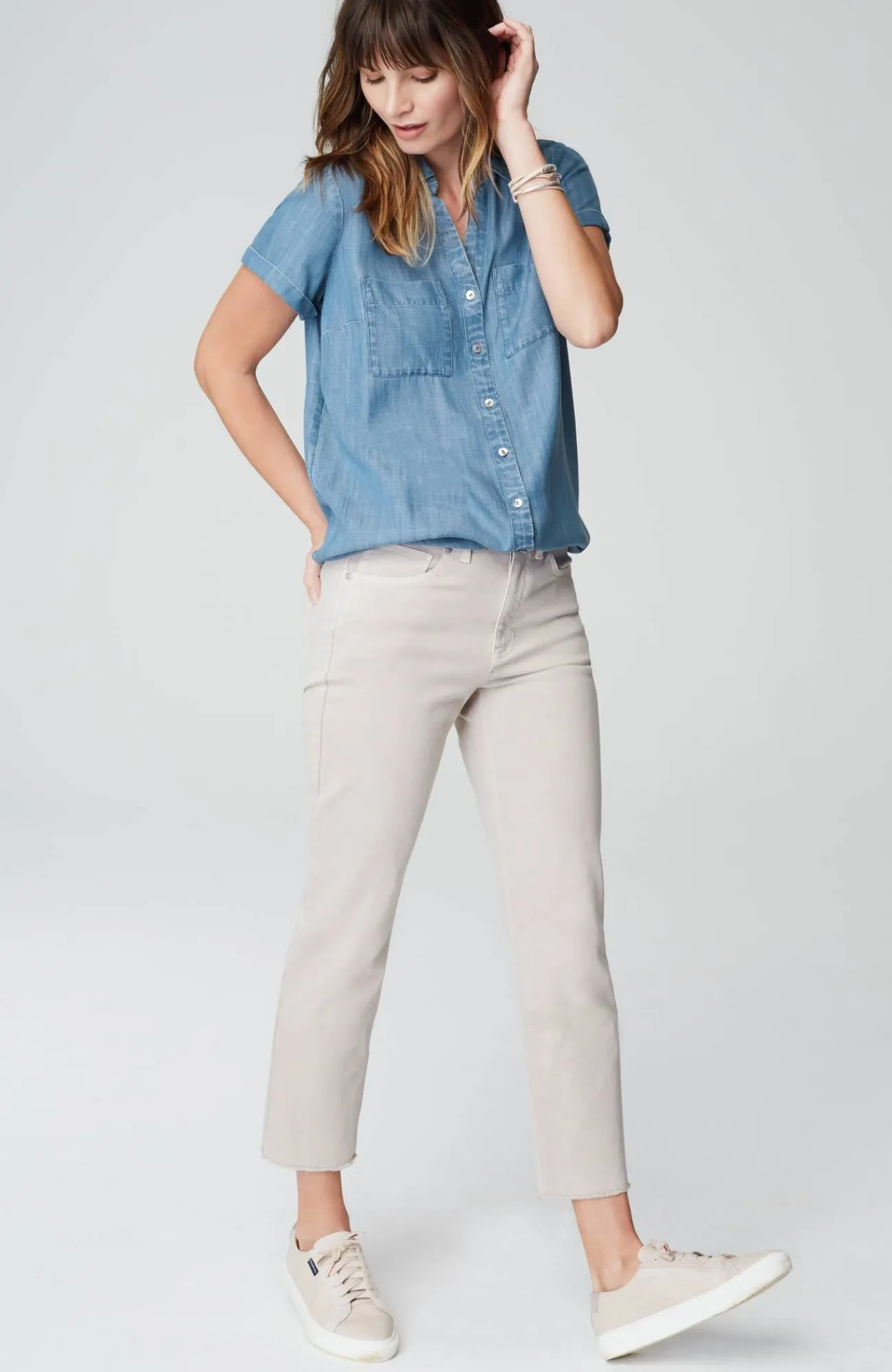 J.Jill Indigo Button-Front A-Line Tunic Coral Sea Wash Hot