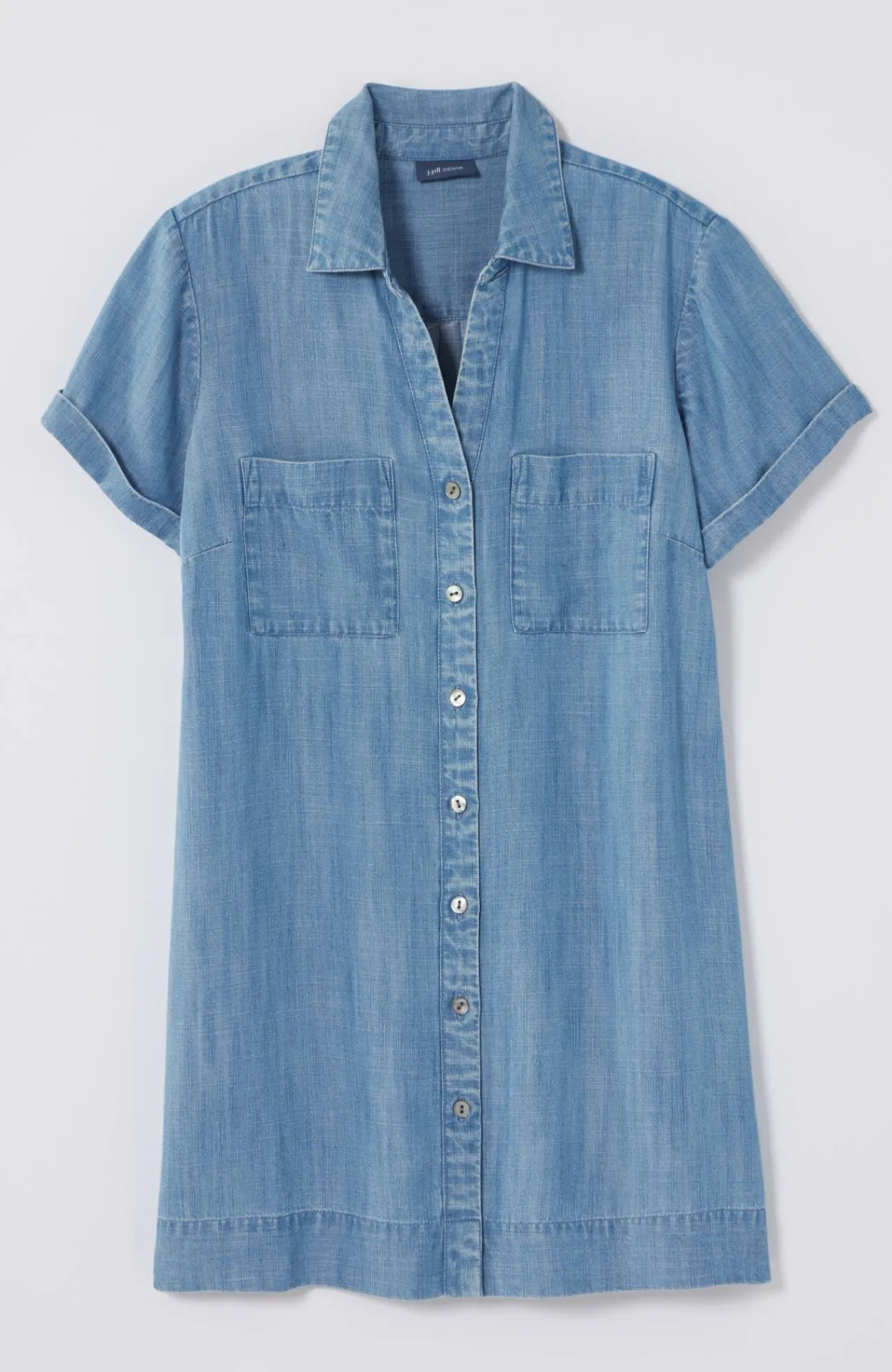J.Jill Indigo Button-Front A-Line Tunic Coral Sea Wash Hot