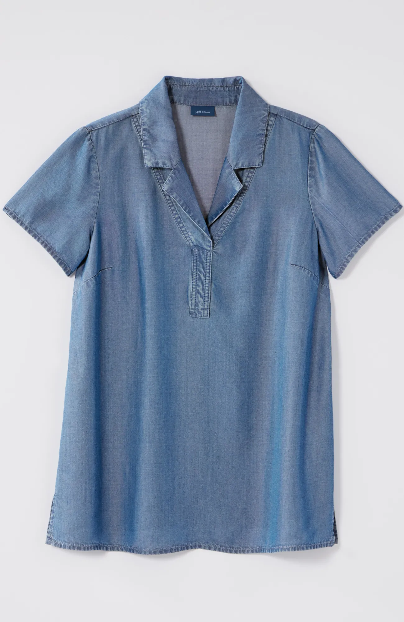 J.Jill Indigo Collared Top Ocean Point Wash Discount