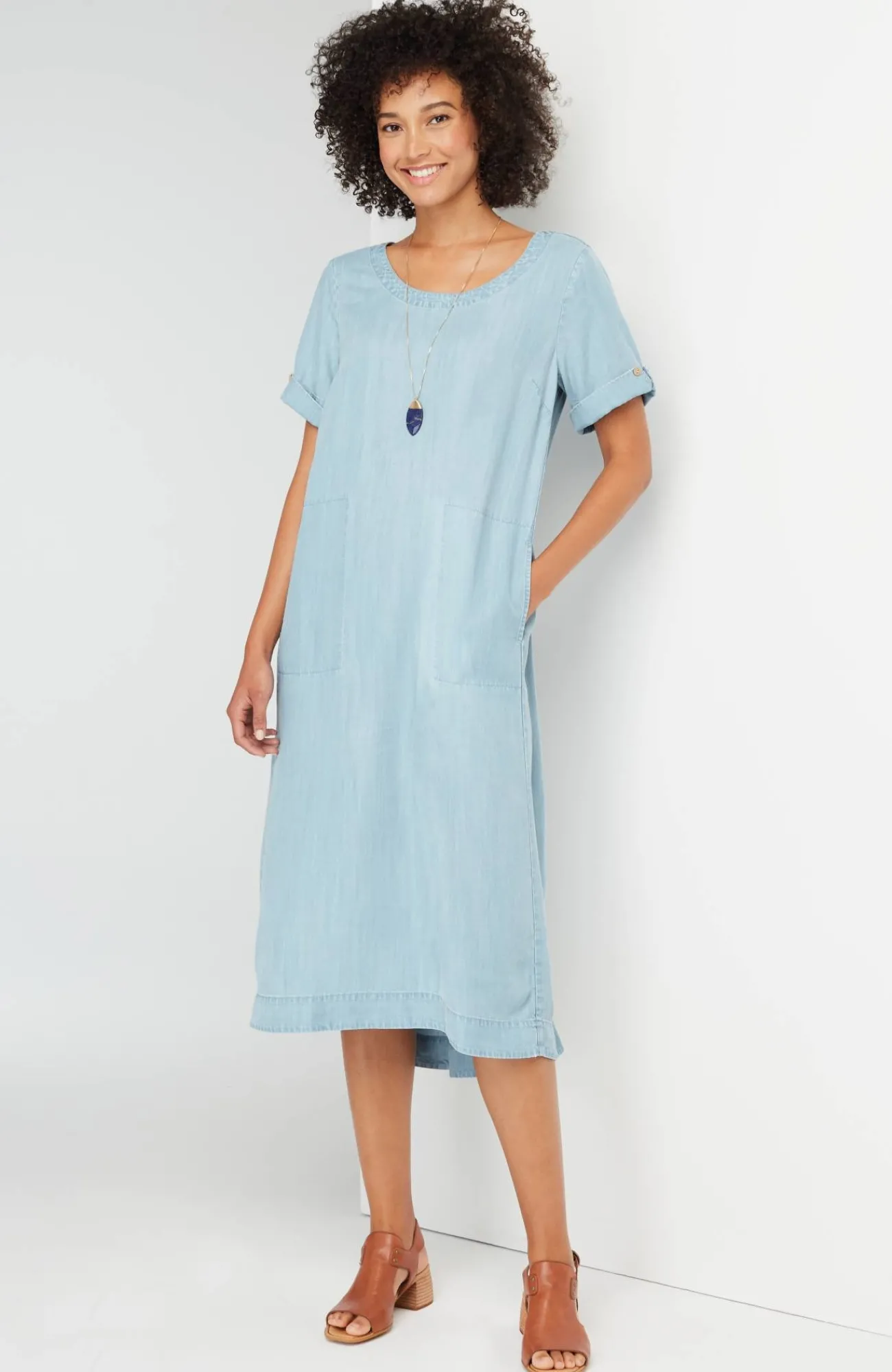 J.Jill Indigo High-Low Dress Coastal Wash Flash Sale