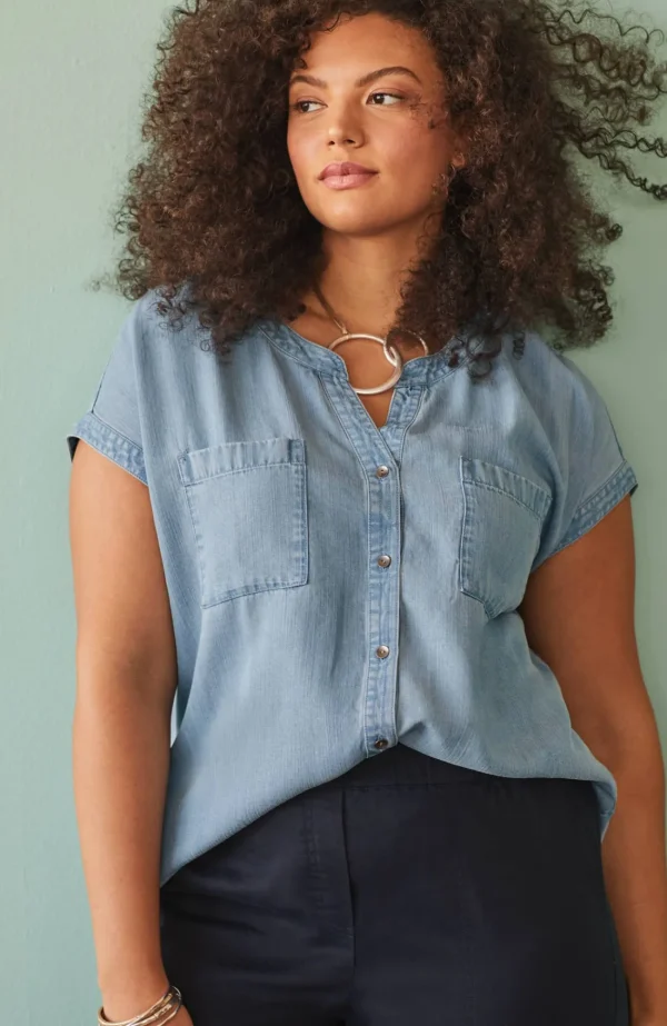 J.Jill Indigo Patch-Pocket Shirt Cliffside Wash Sale