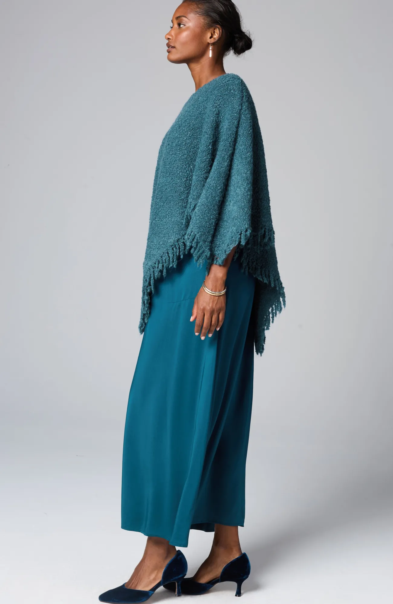 J.Jill Italian Bouclé Asymmetric Poncho Clearance