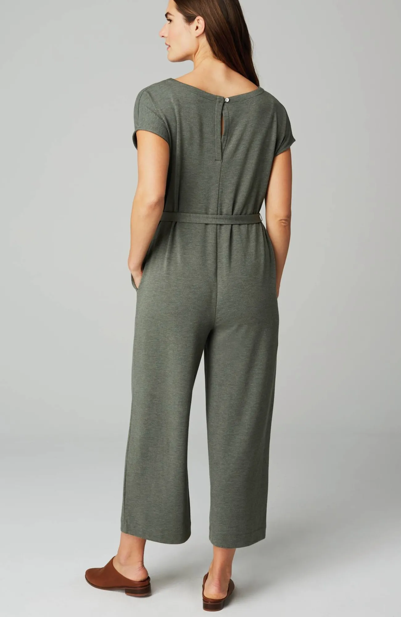 J.Jill Knit Belted Jumpsuit Dry Moss Heather Discount